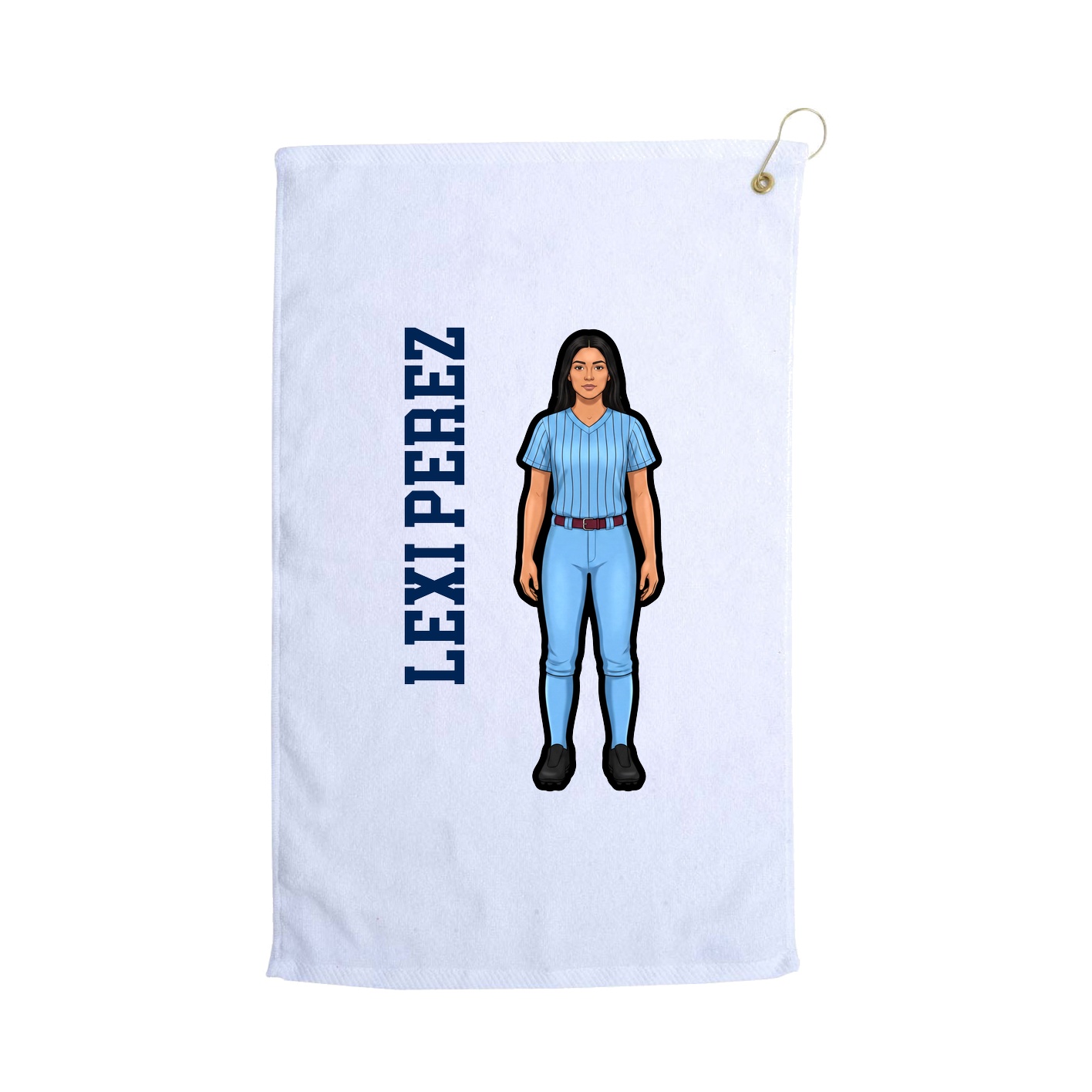 Golf Towel — Name Vertical in White