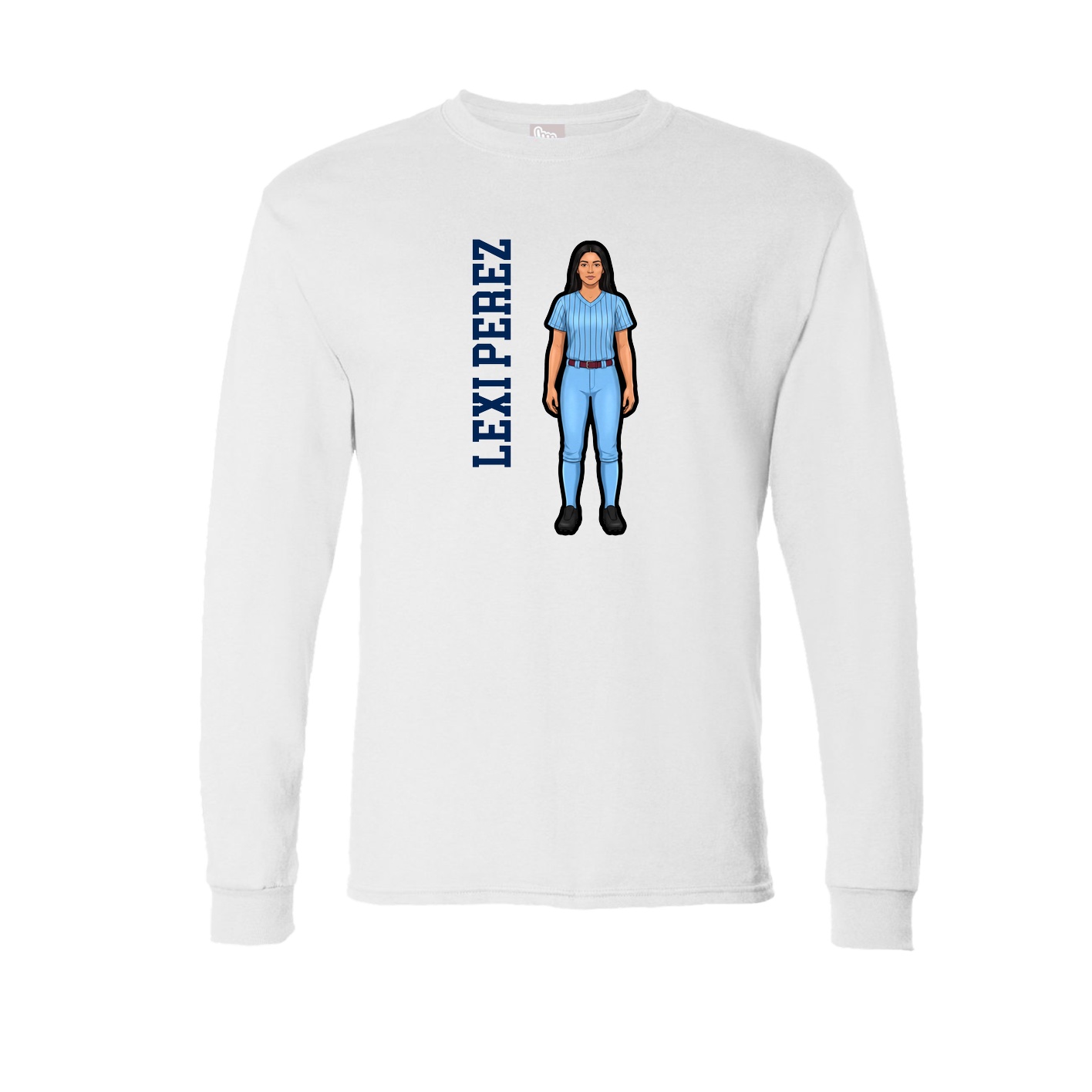 Long Sleeve Tee — Name Vertical in White