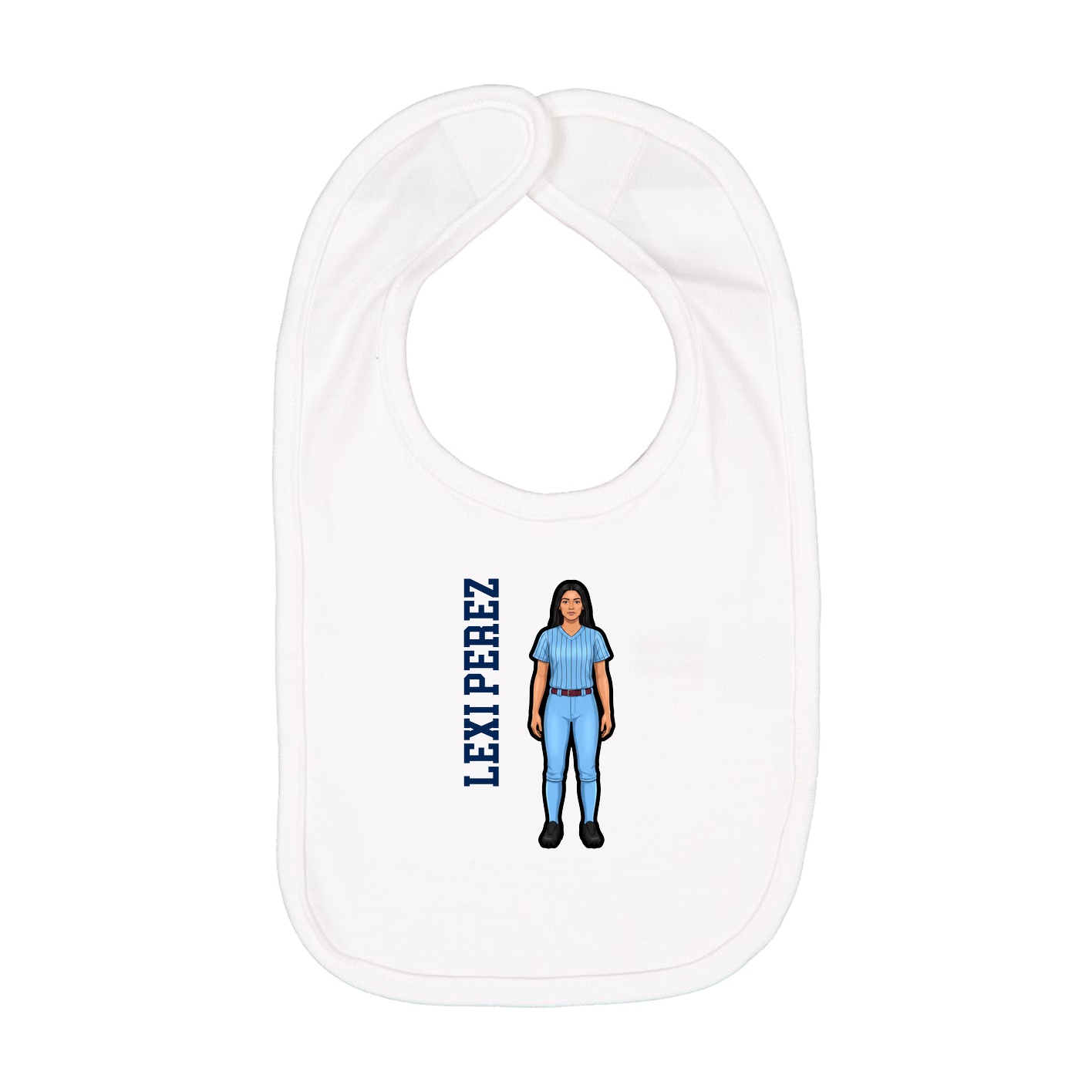 Infant Bib — Name Vertical in White