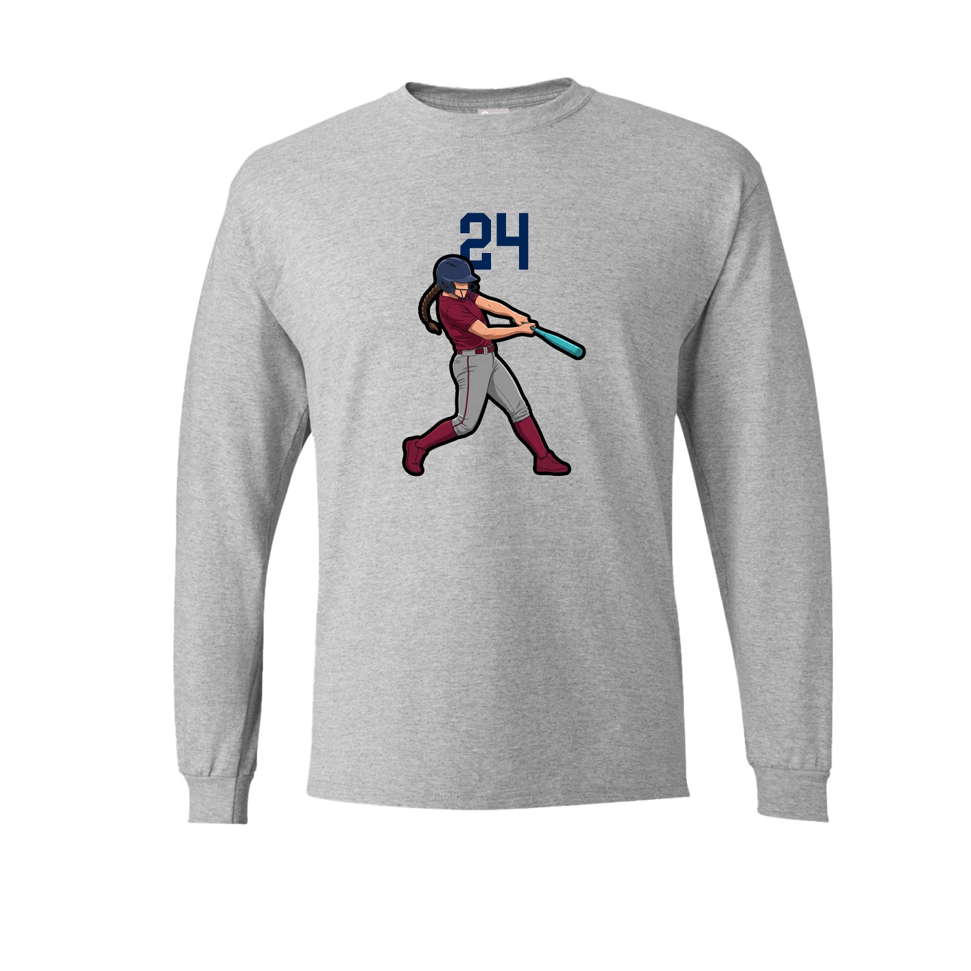Long Sleeve Tee — Number Top in Grey