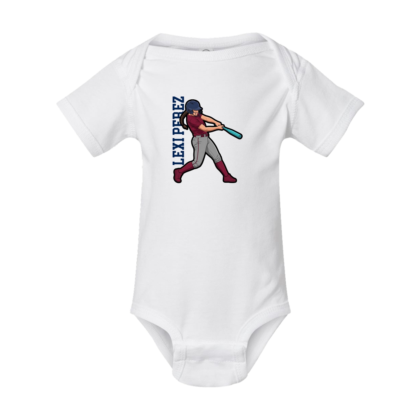 Baby Onesie — Name Vertical in White