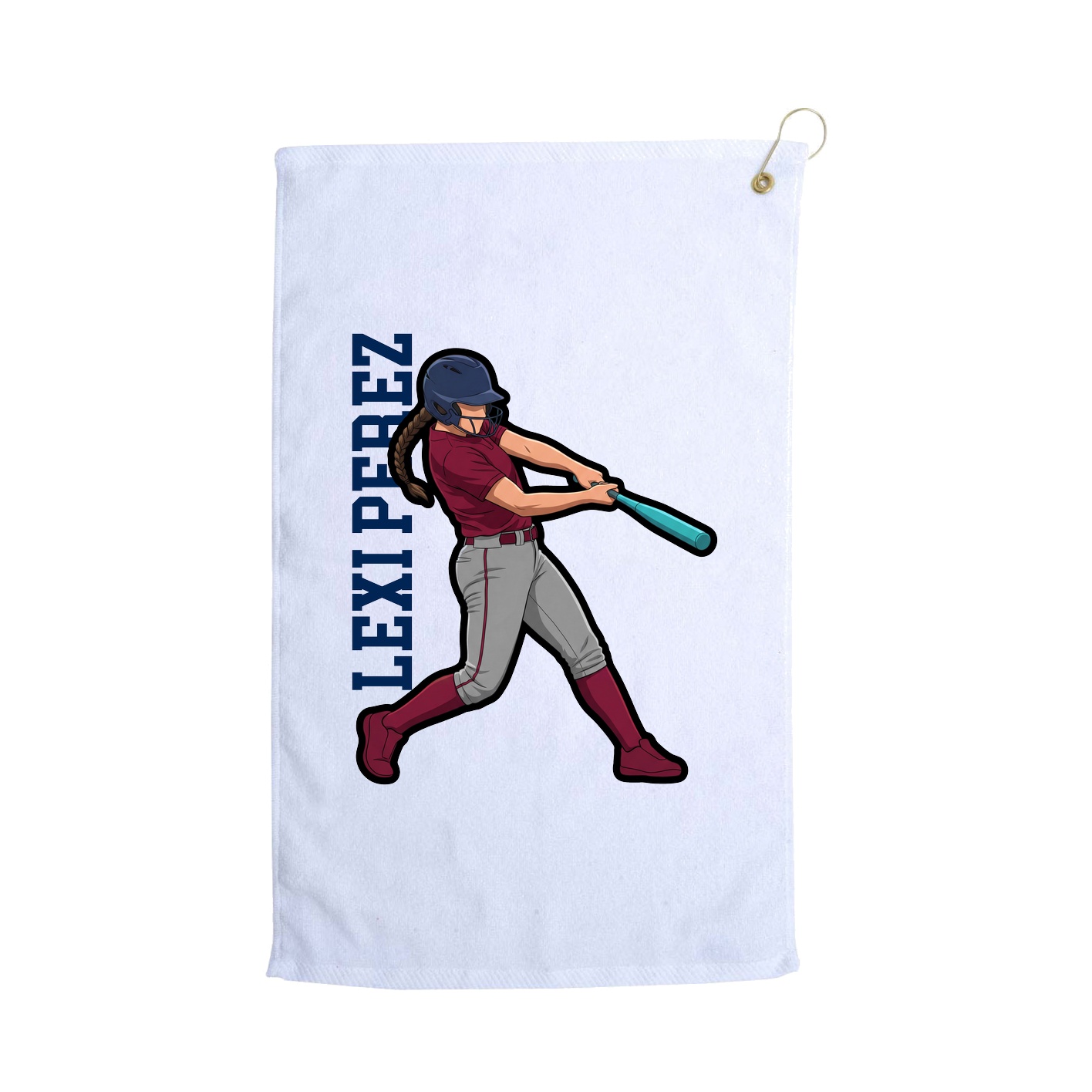 Golf Towel — Name Vertical in White