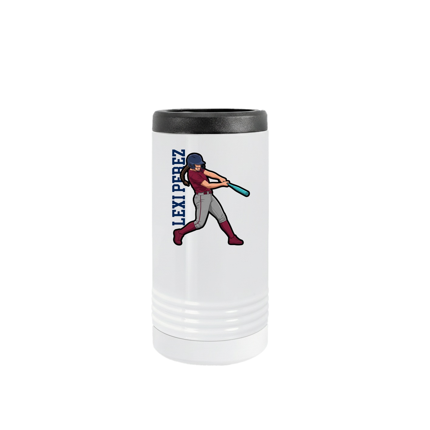 Slim Beverage Holder — Name Vertical in White