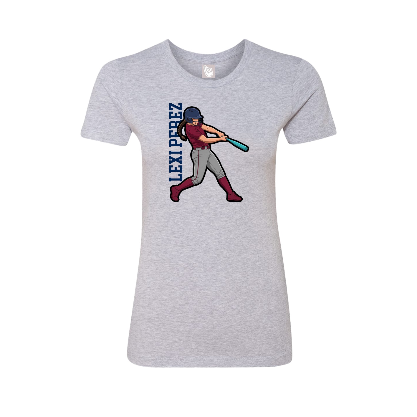 Womens Tee — Name Vertical in Grey