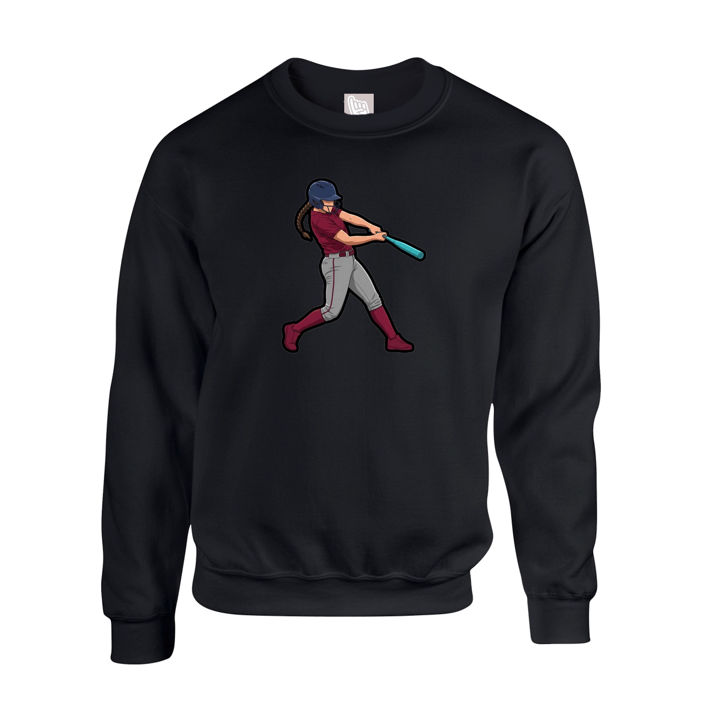 Fleece Crew — Name Vertical in Black