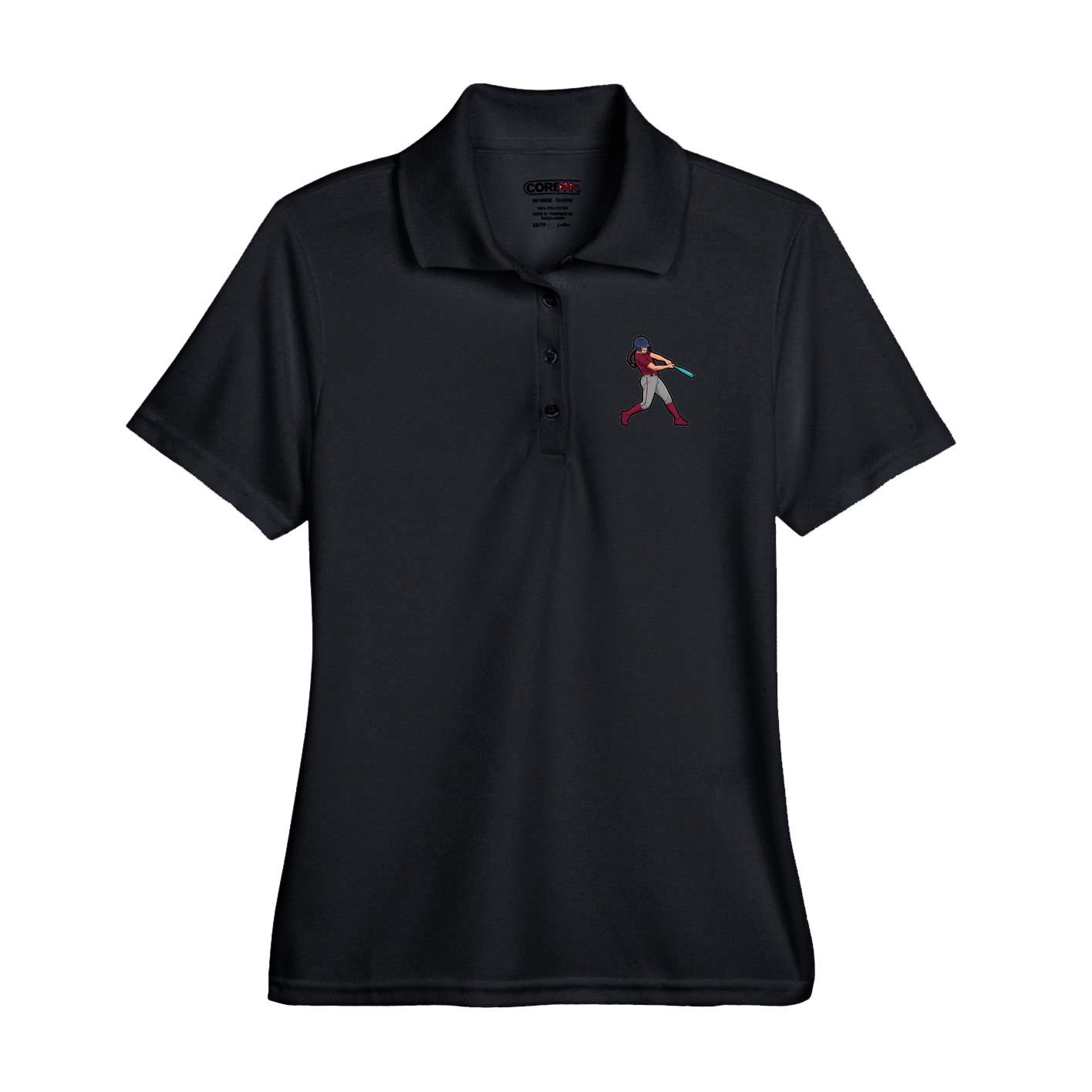 Performance Polo — Name Vertical in Black