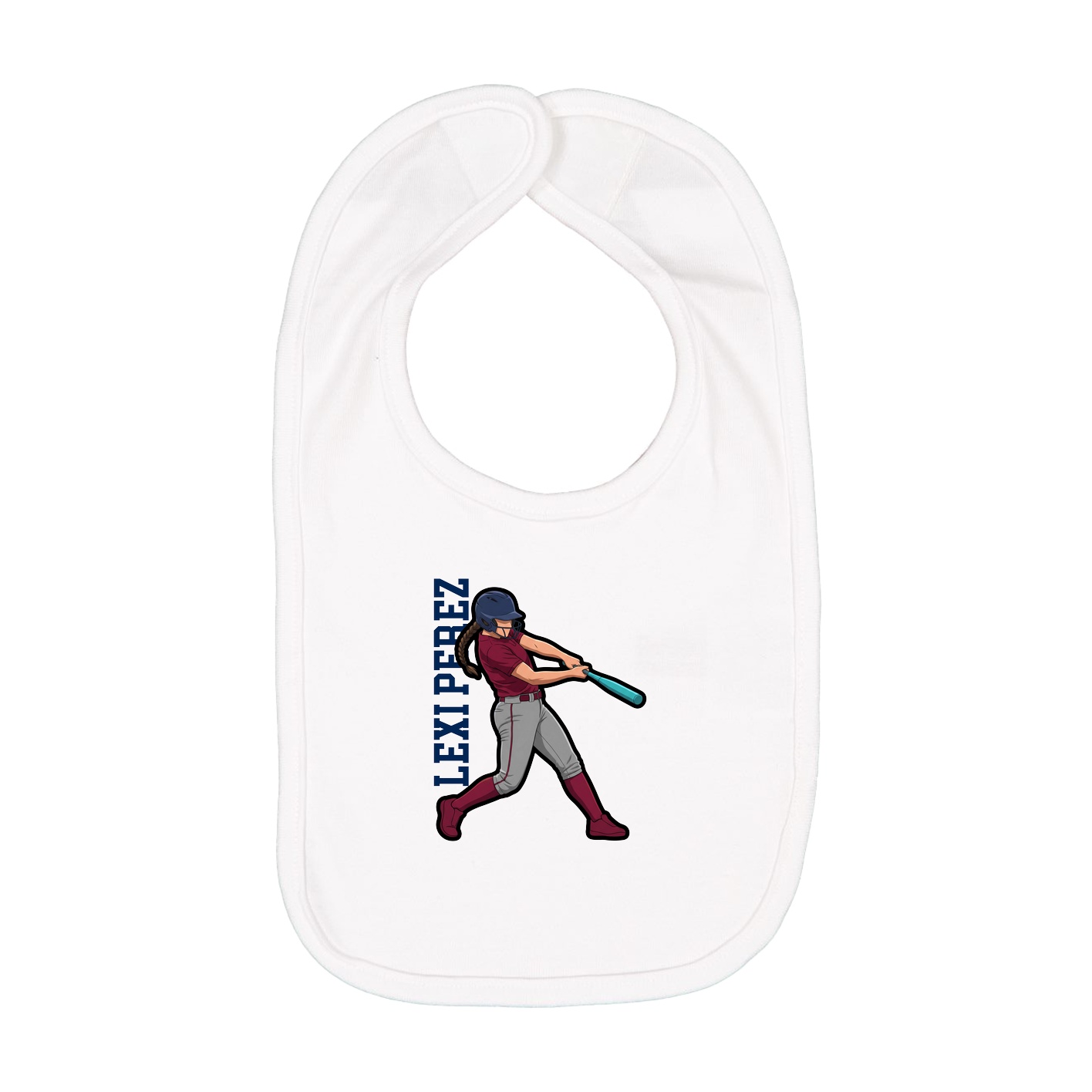 Infant Bib — Name Vertical in White