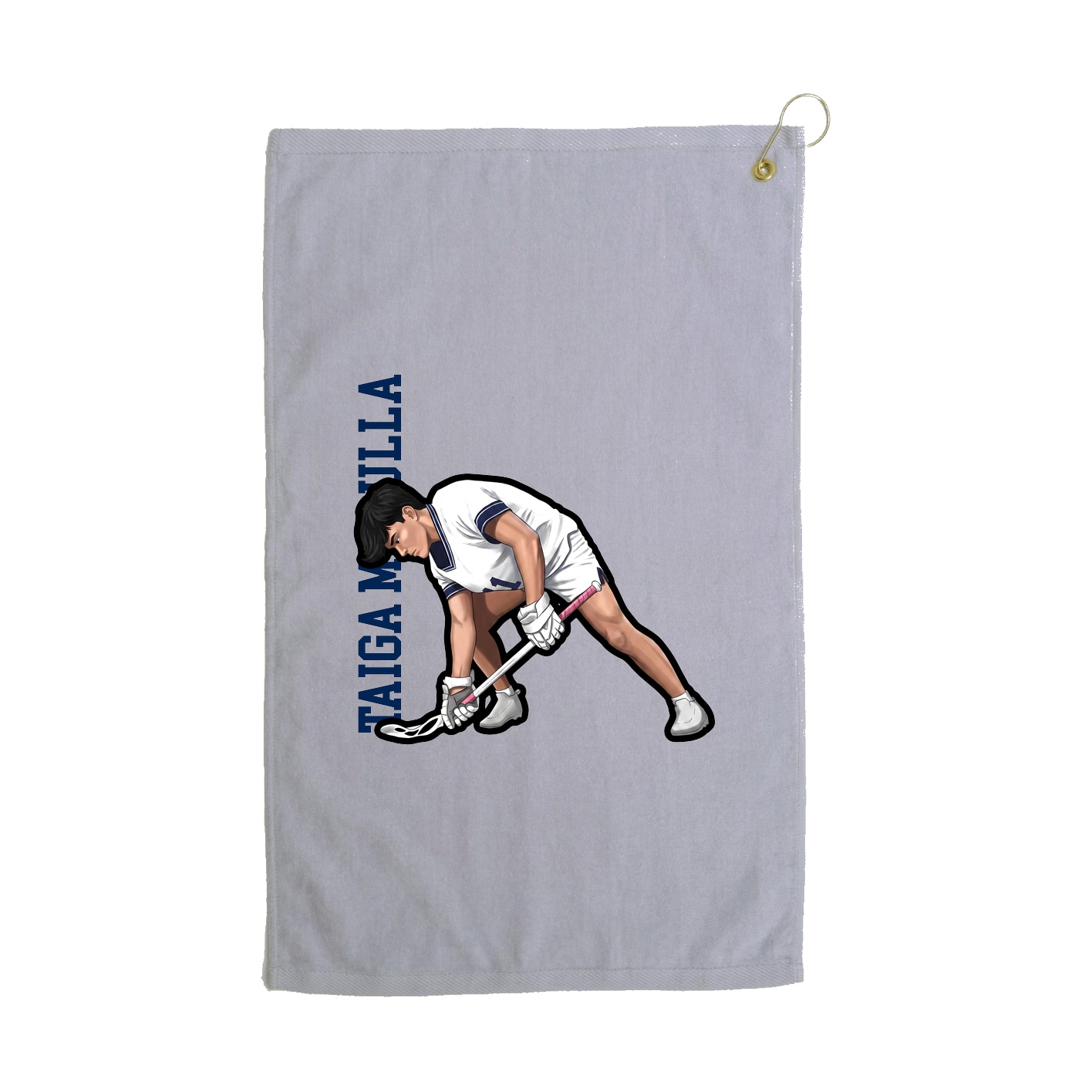 Golf Towel — Name Vertical in Grey