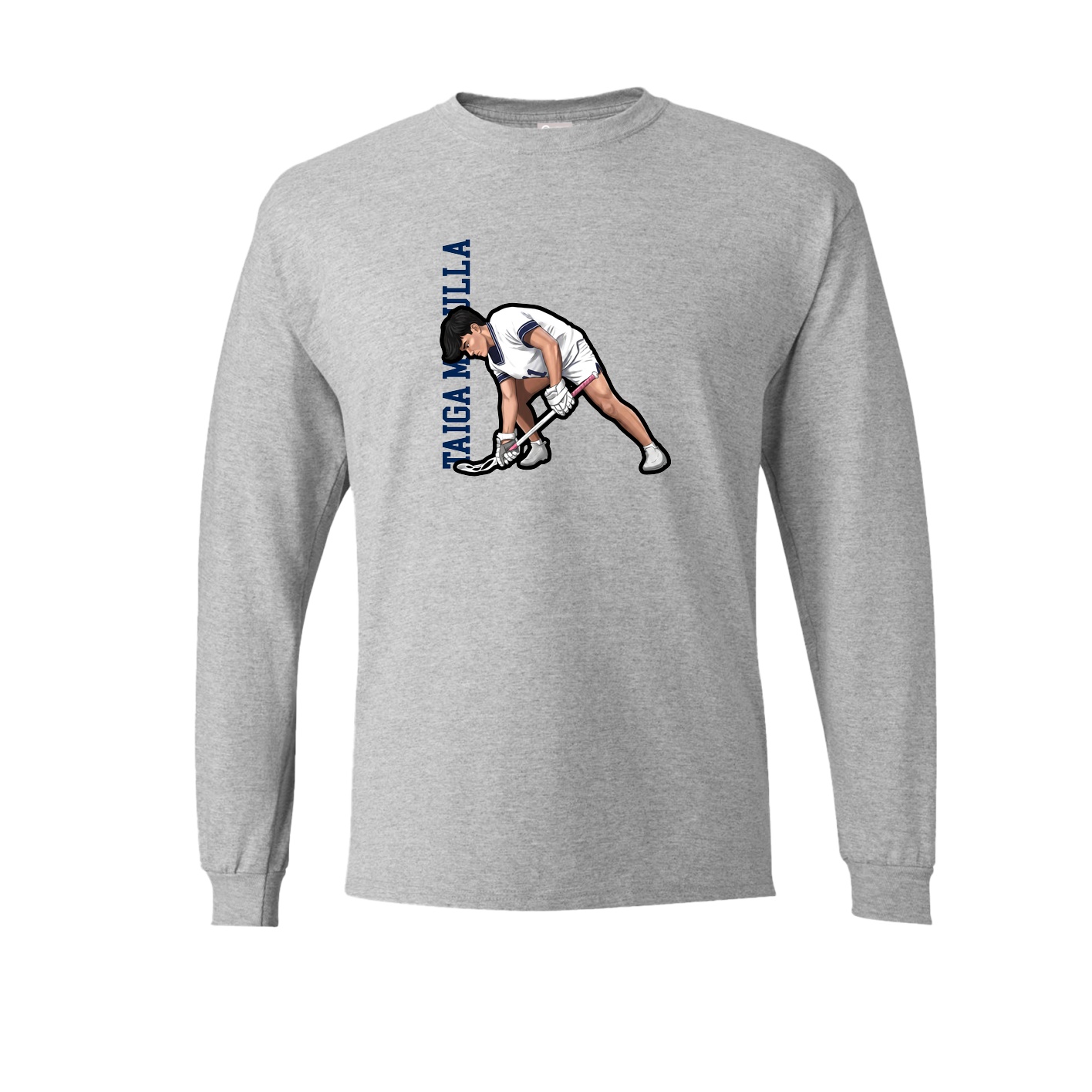 Long Sleeve Tee — Name Vertical in Grey
