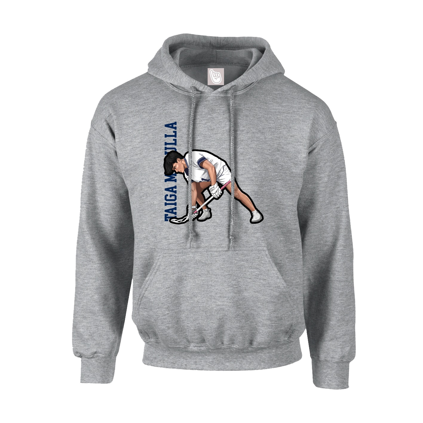 Hoodie — Name Vertical in Grey