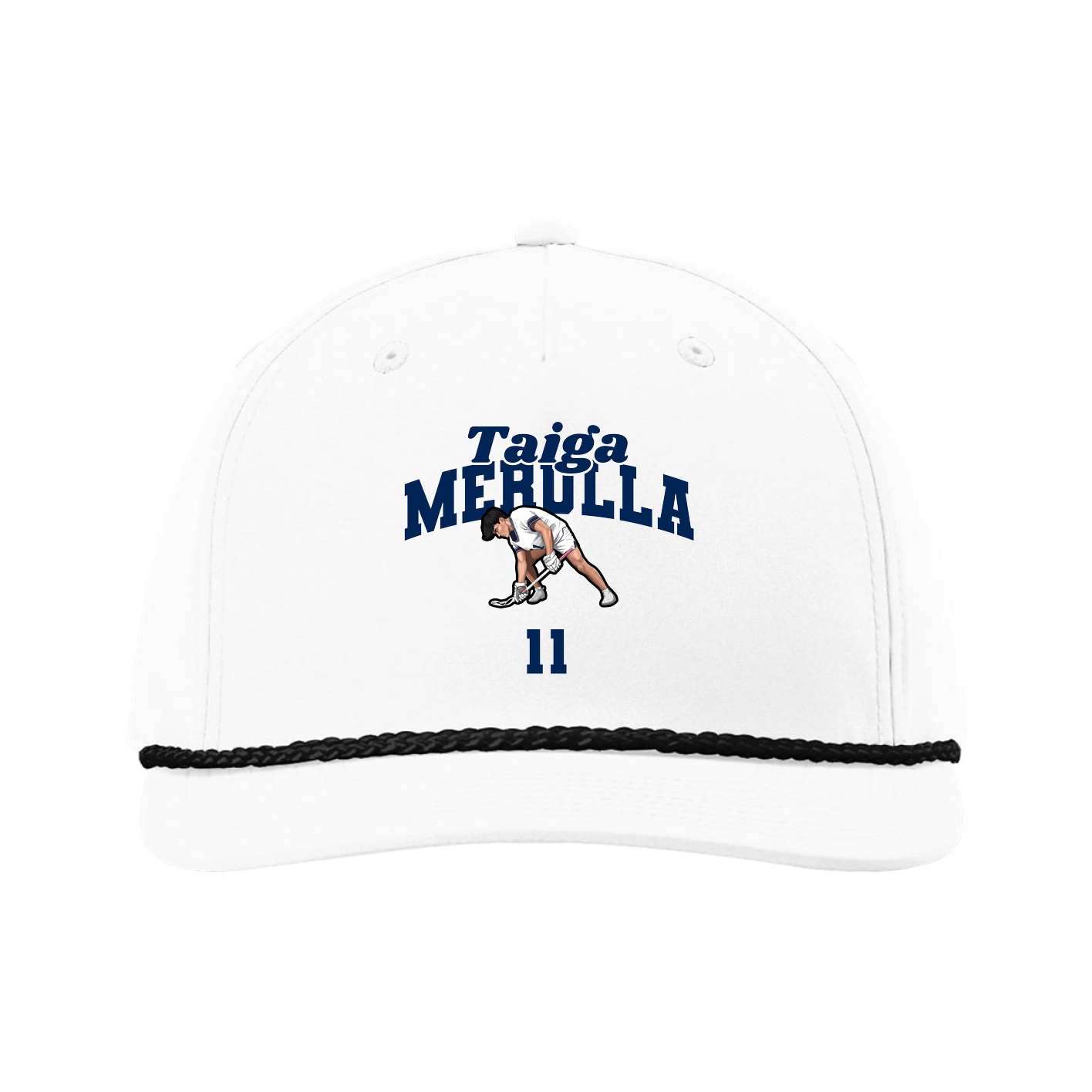 Five-Panel Classic Rope Cap — Signature Arch in White