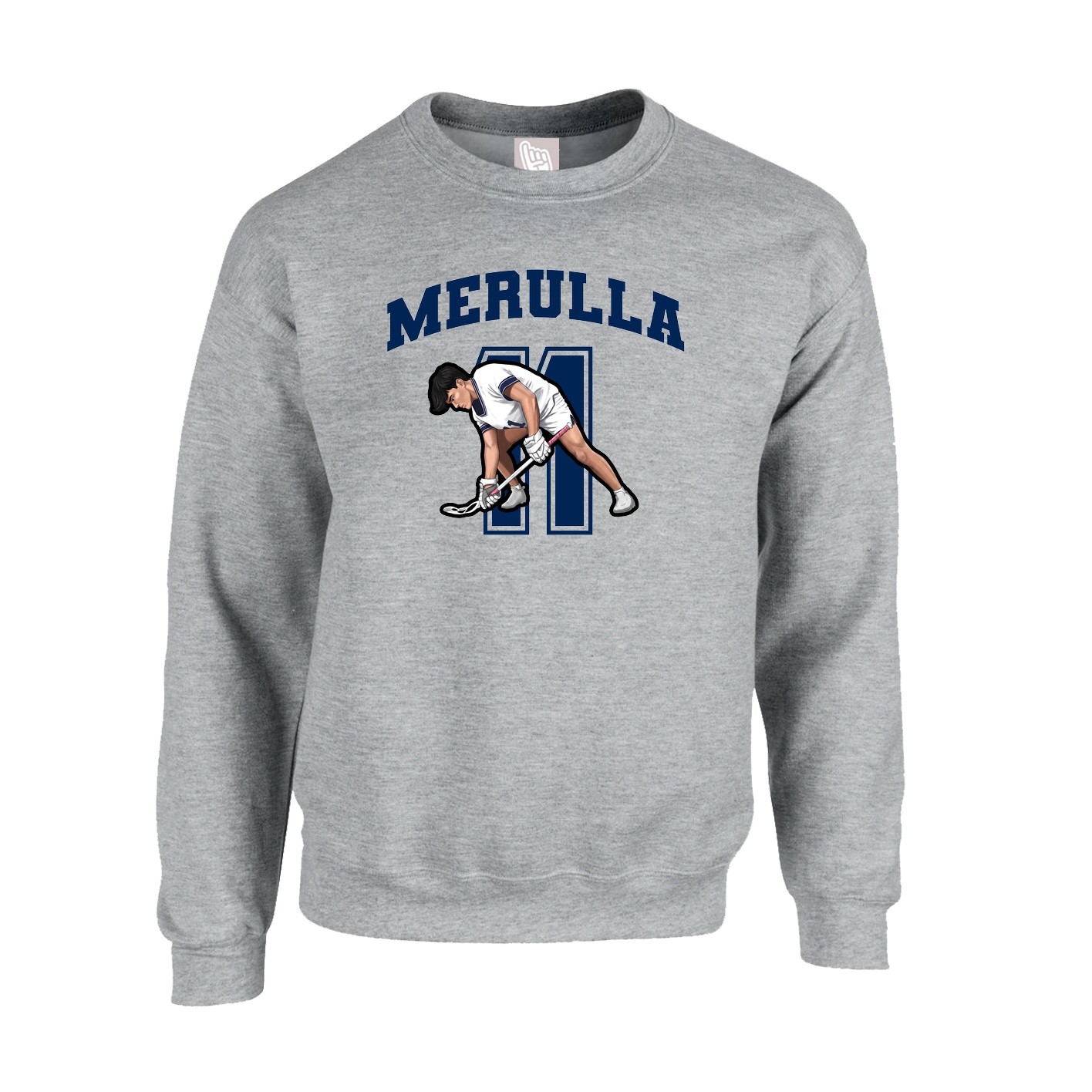 Fleece Crew — Number in Grey