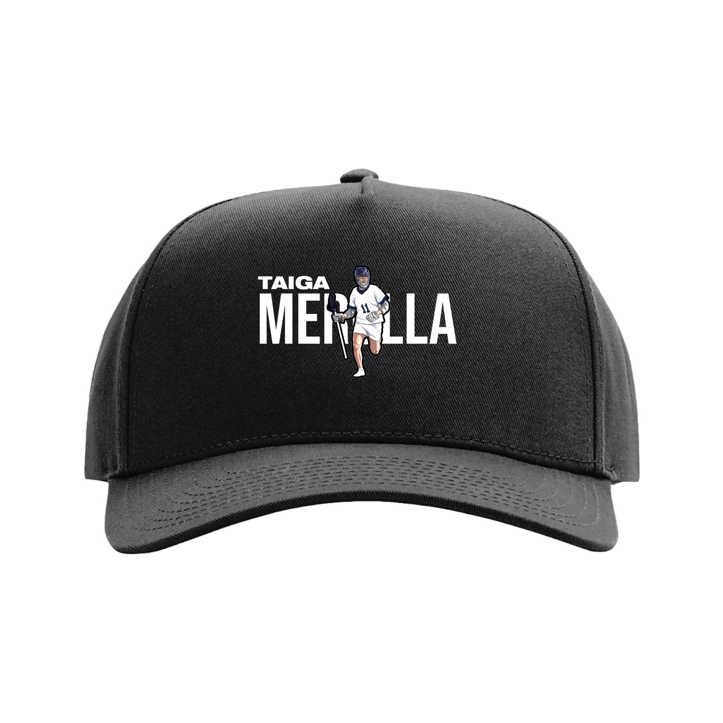 Full Fabric Five-Panel Champ Cap — Player Name in Black