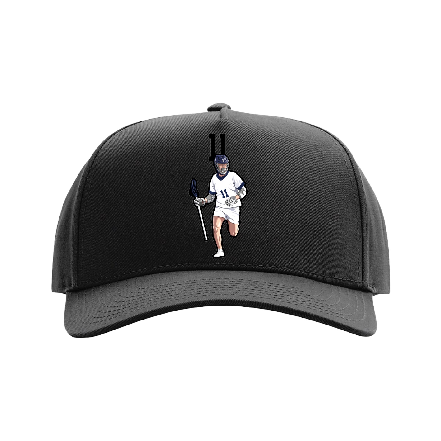 Full Fabric Five-Panel Champ Cap — Number Top in Black