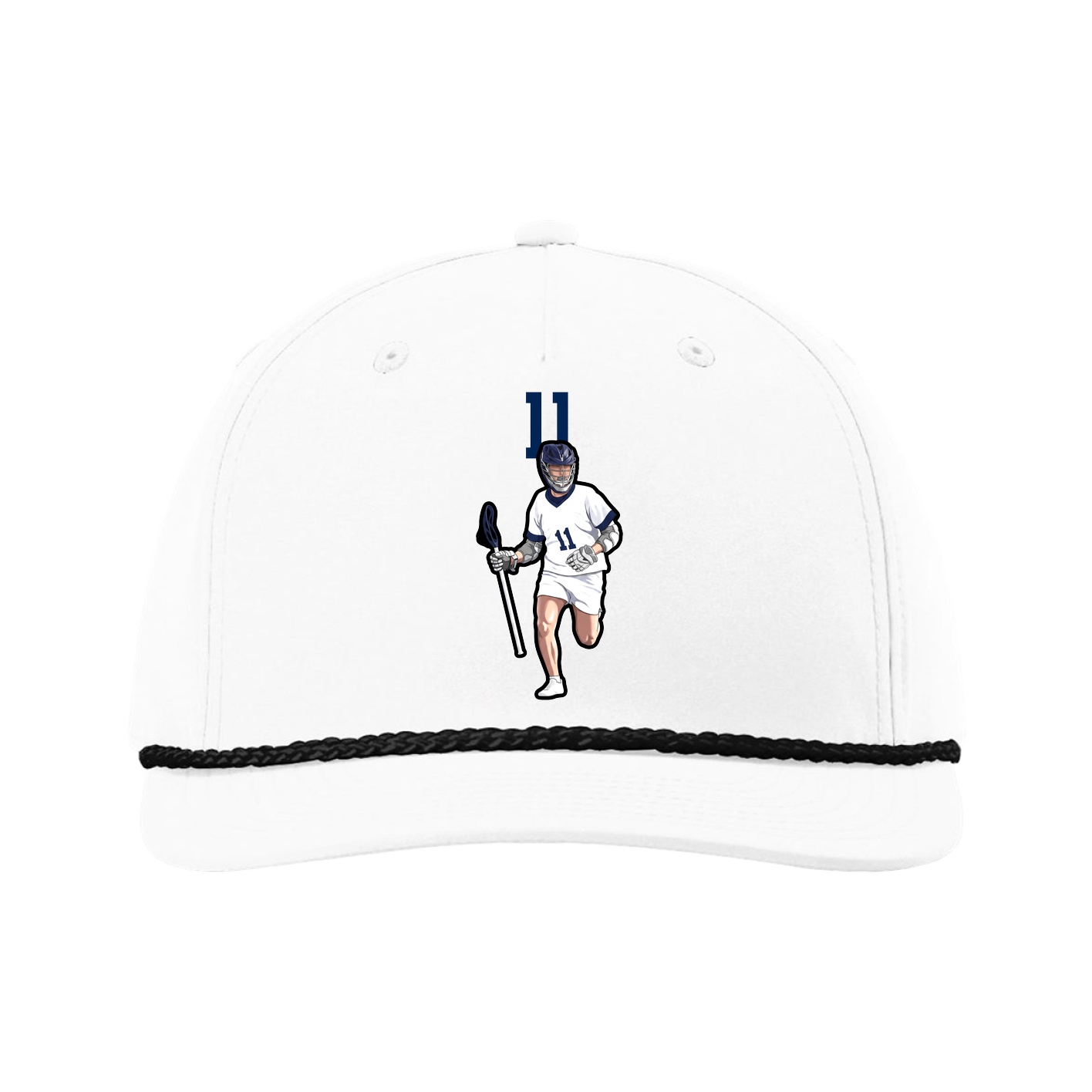 Five-Panel Classic Rope Cap — Number Top in White