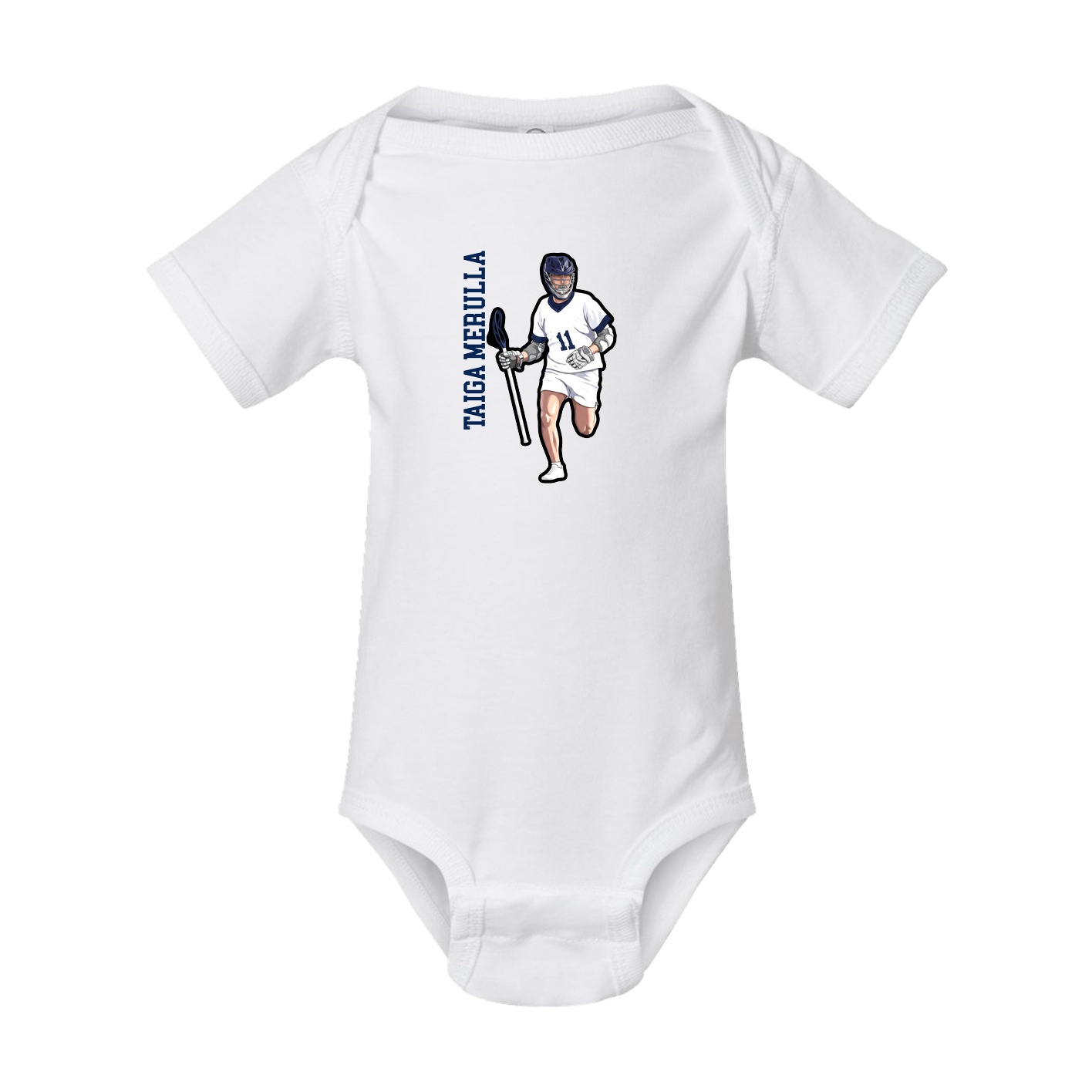 Baby Onesie — Name Vertical in White