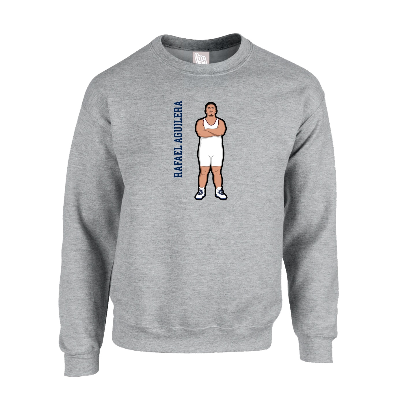 Fleece Crew — Name Vertical in Grey