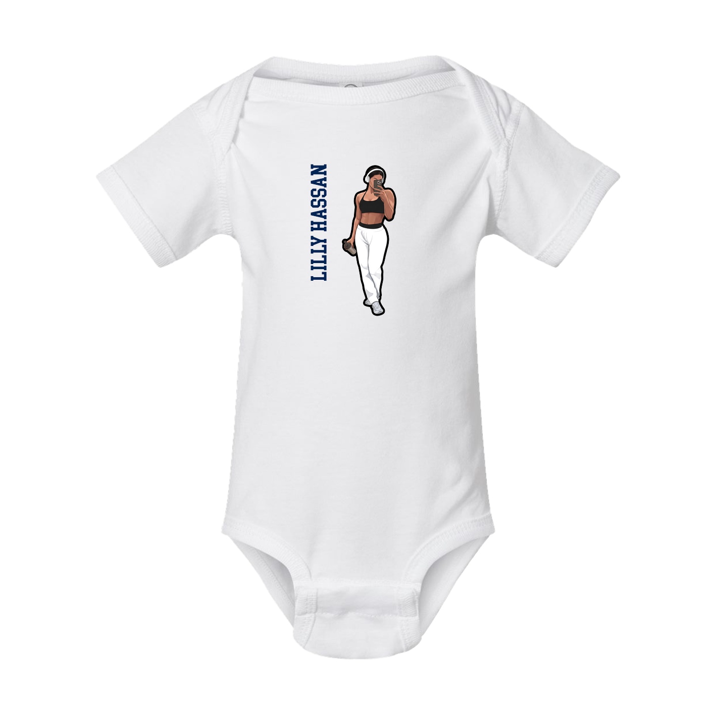 Baby Onesie — Name Vertical in White