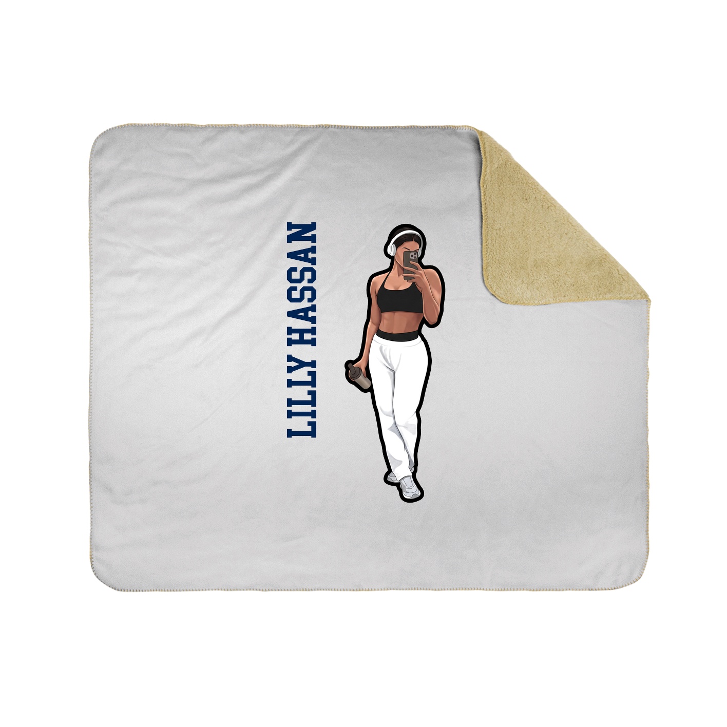 Throw Blanket — Name Vertical in White