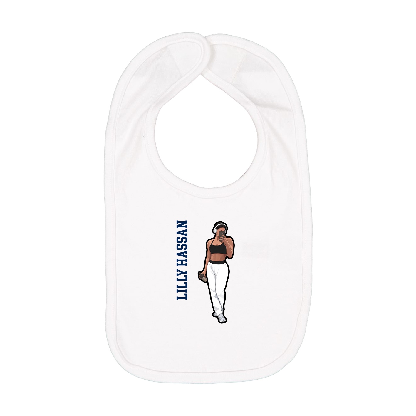 Infant Bib — Name Vertical in White