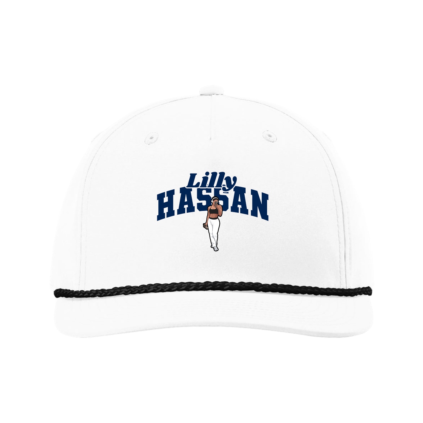 Five-Panel Classic Rope Cap — Signature Arch in White