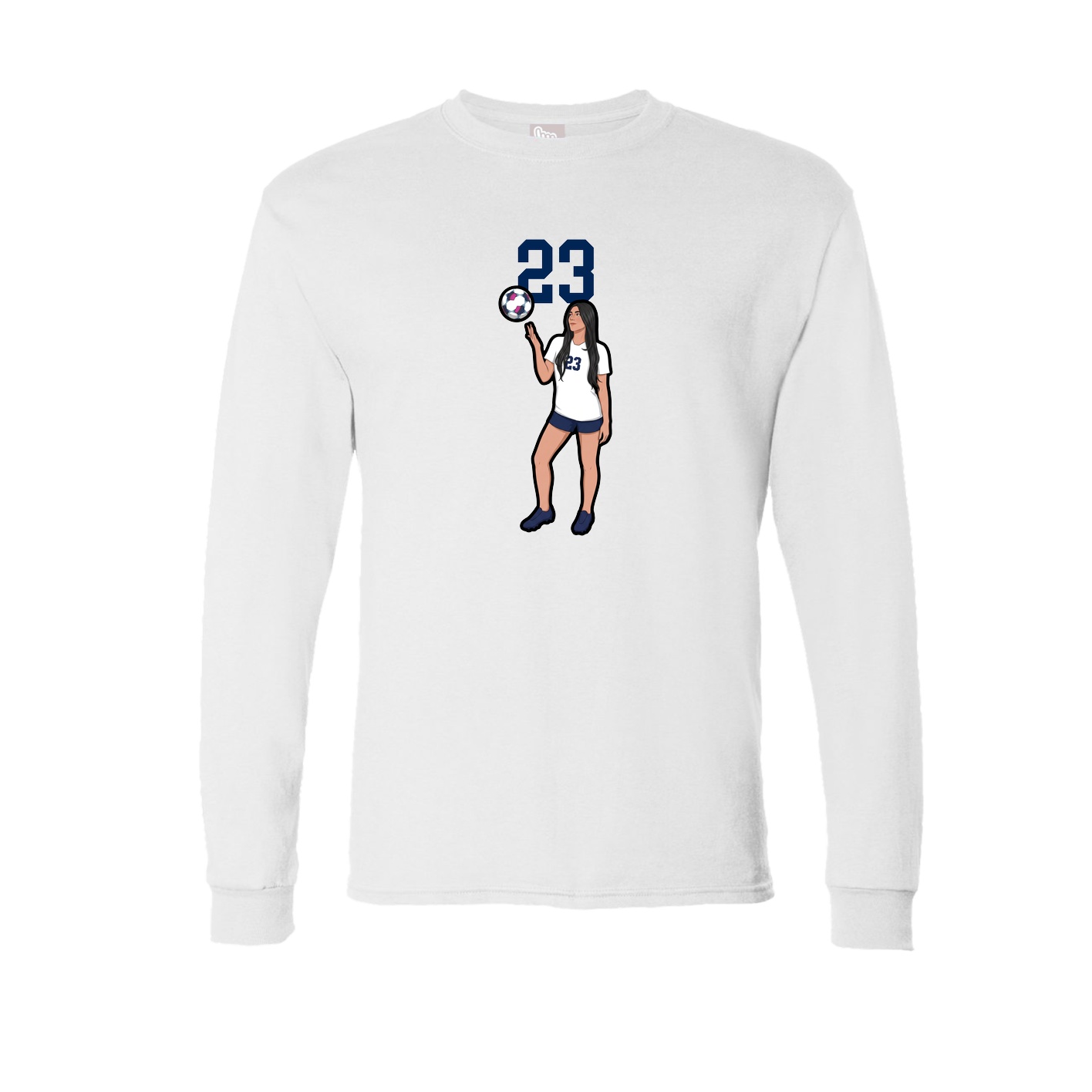 Long Sleeve Tee — Number Top in White
