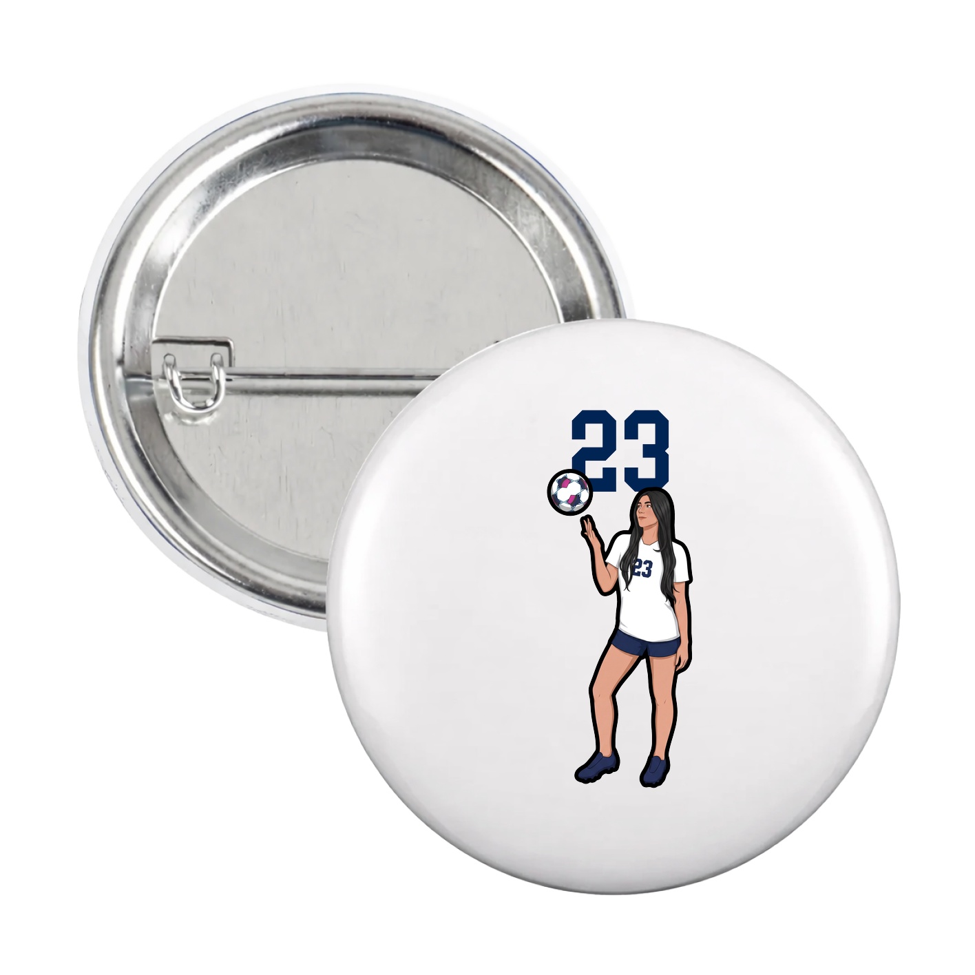 Game Day Button — Number Top in White