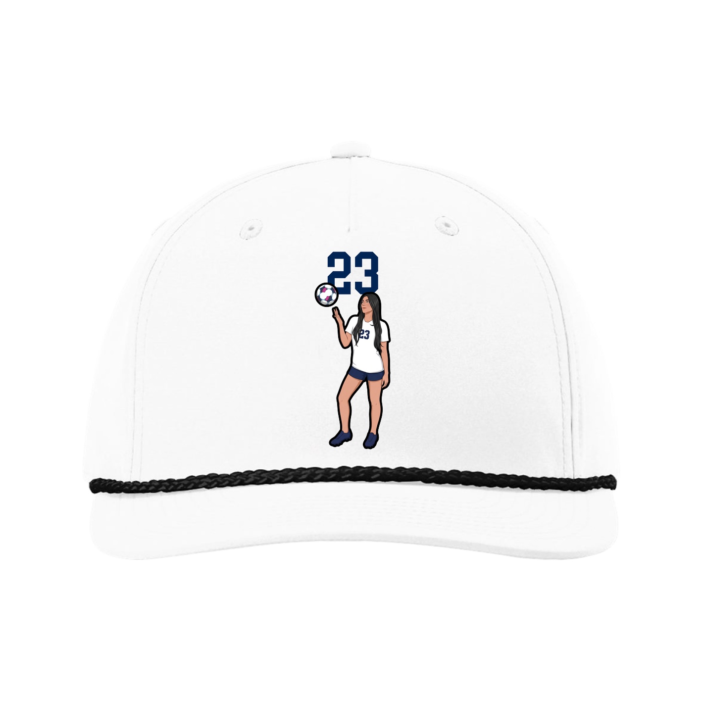 Five-Panel Classic Rope Cap — Number Top in White
