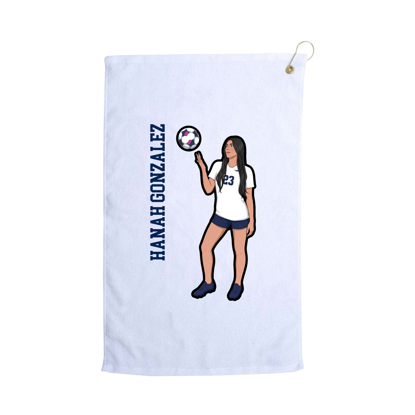 Golf Towel — Name Vertical in White