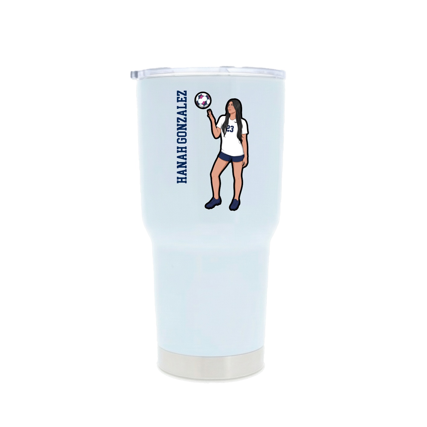 30oz Stainless Steel Tumbler — Name Vertical in White