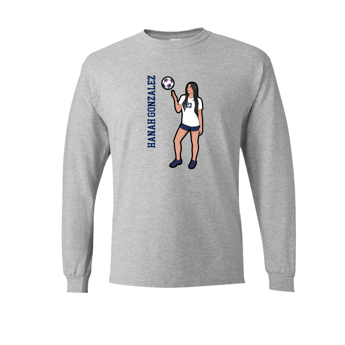Long Sleeve Tee — Name Vertical in Grey