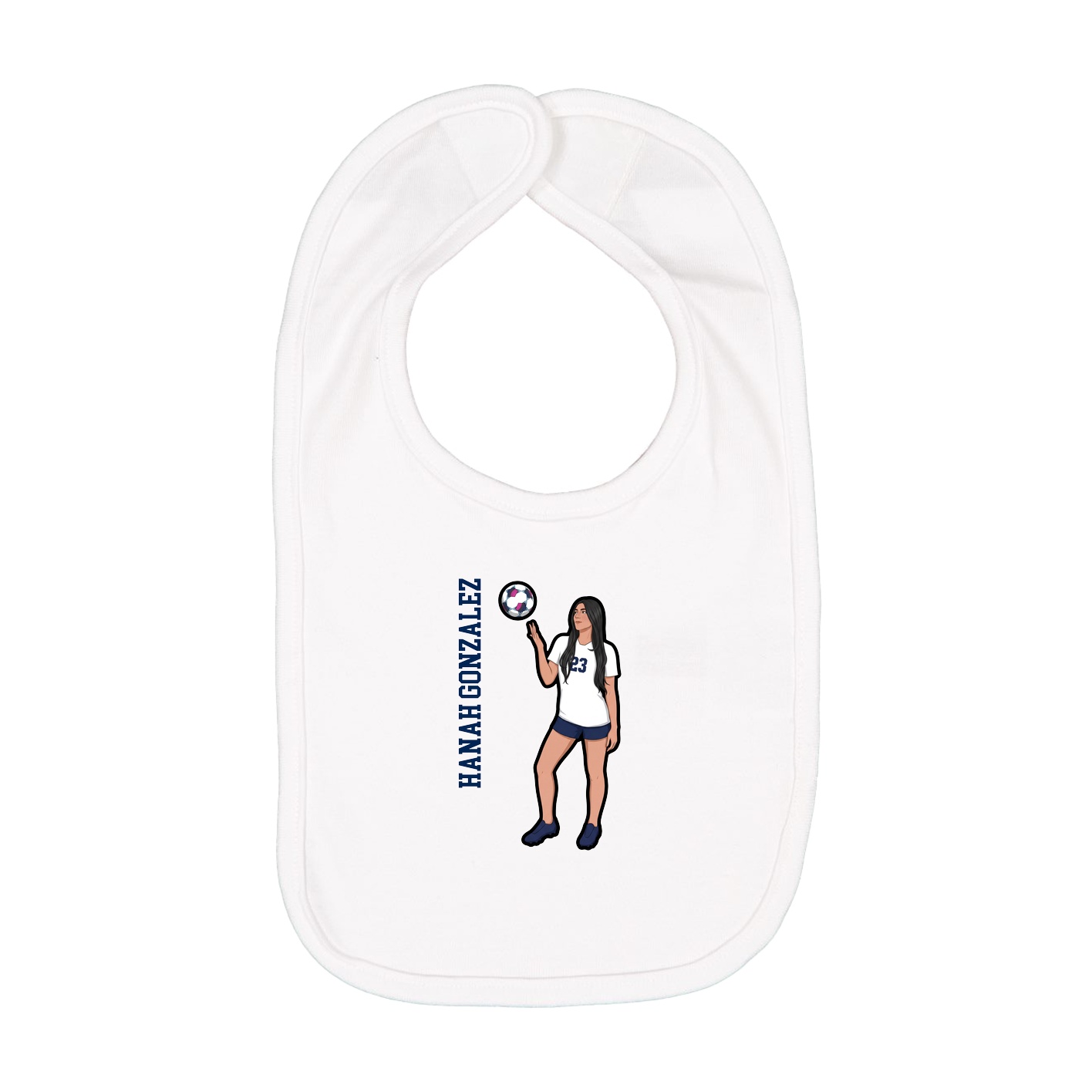 Infant Bib — Name Vertical in White