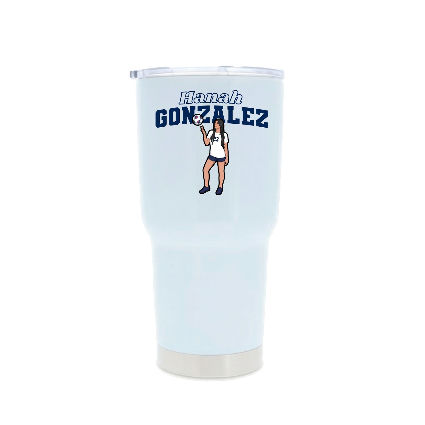 30oz Stainless Steel Tumbler — Name Arch in White