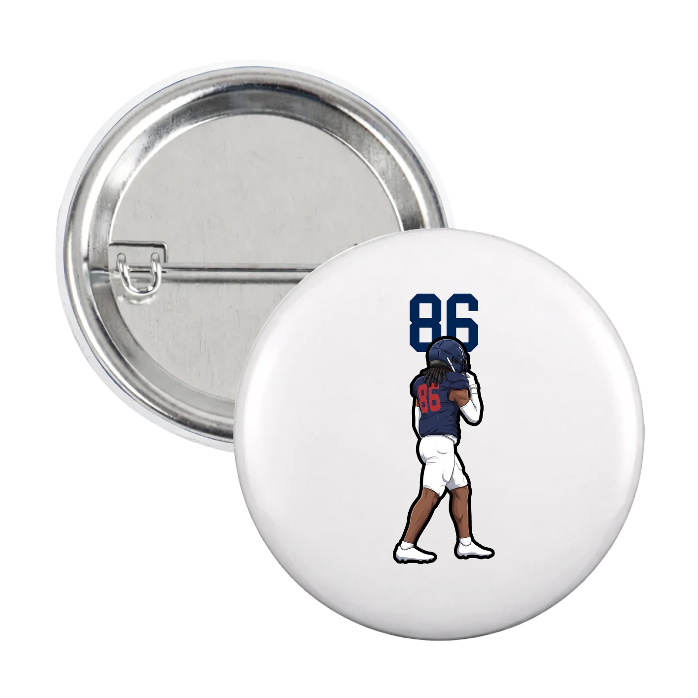 Game Day Button — Number Top in White
