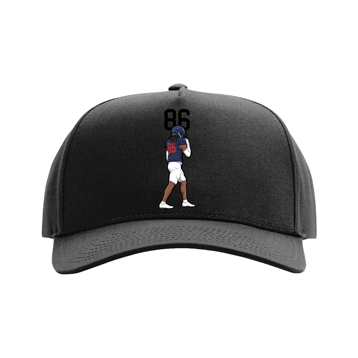 Full Fabric Five-Panel Champ Cap — Number Top in Black