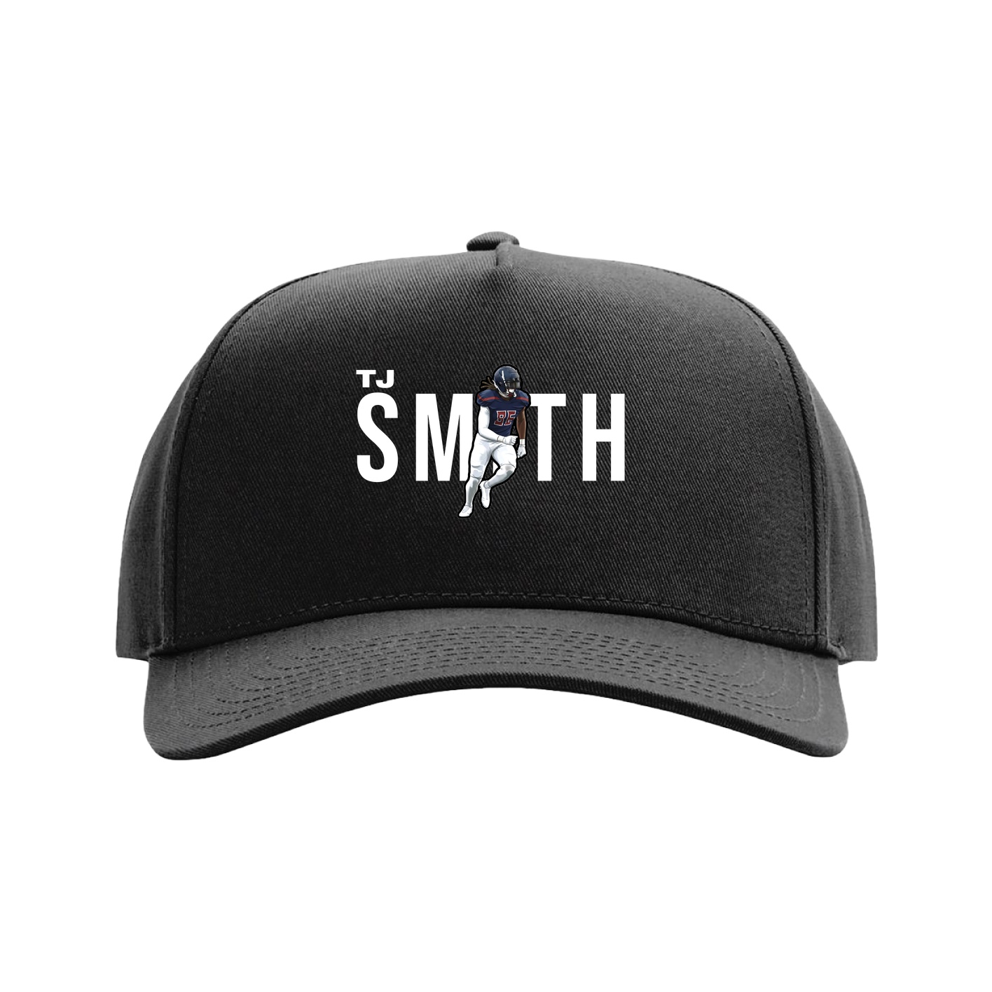 Full Fabric Five-Panel Champ Cap — Player Name in Black