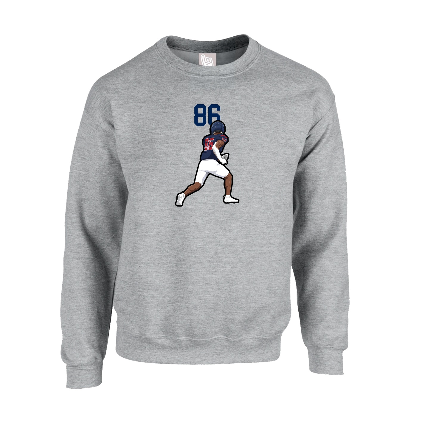 Fleece Crew — Number Top in Grey