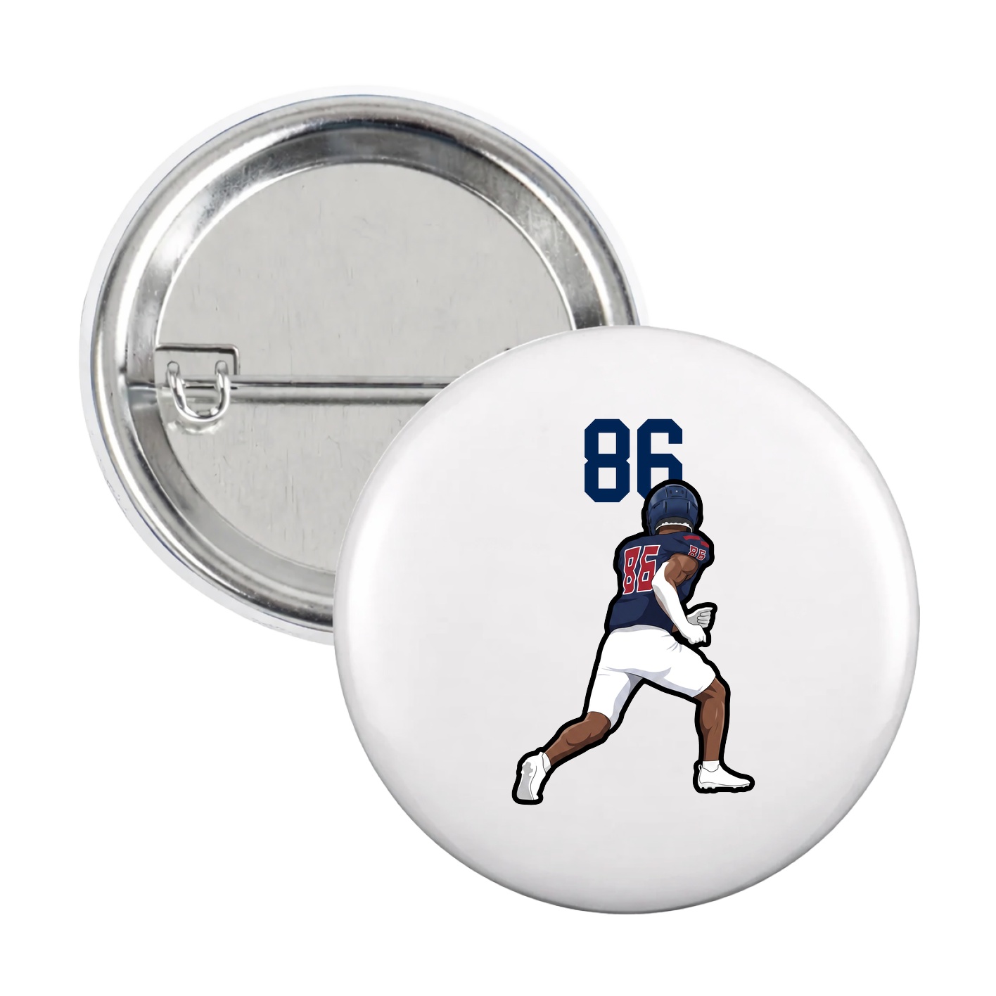 Game Day Button — Number Top in White