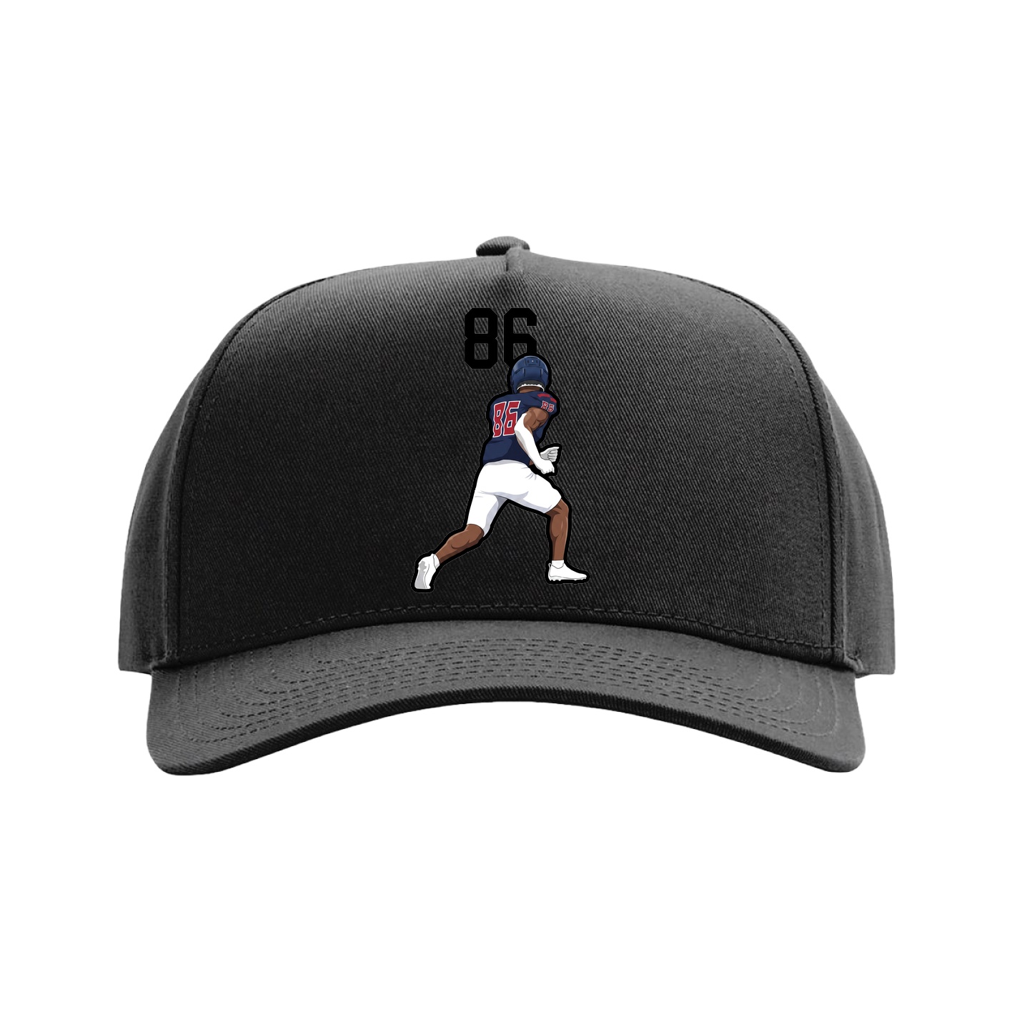 Full Fabric Five-Panel Champ Cap — Number Top in Black