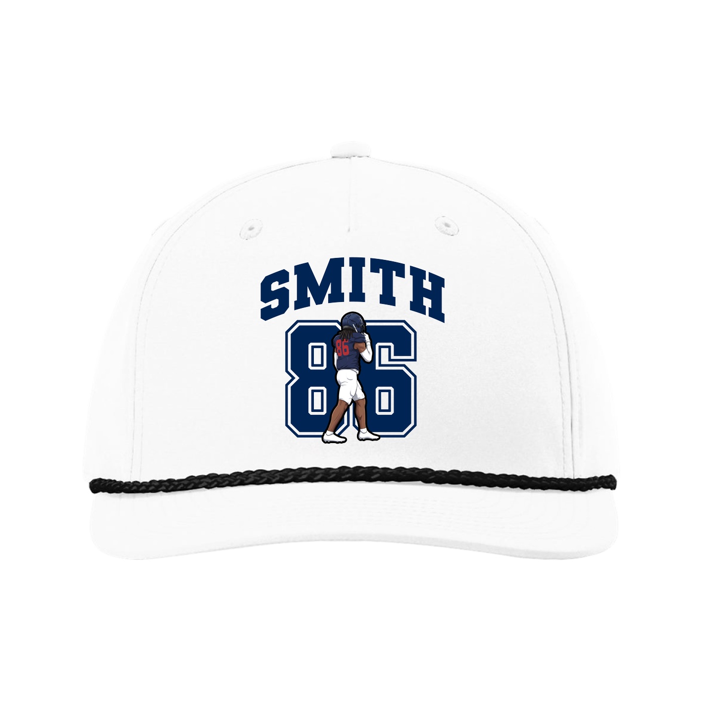 Five-Panel Classic Rope Cap — Number in White