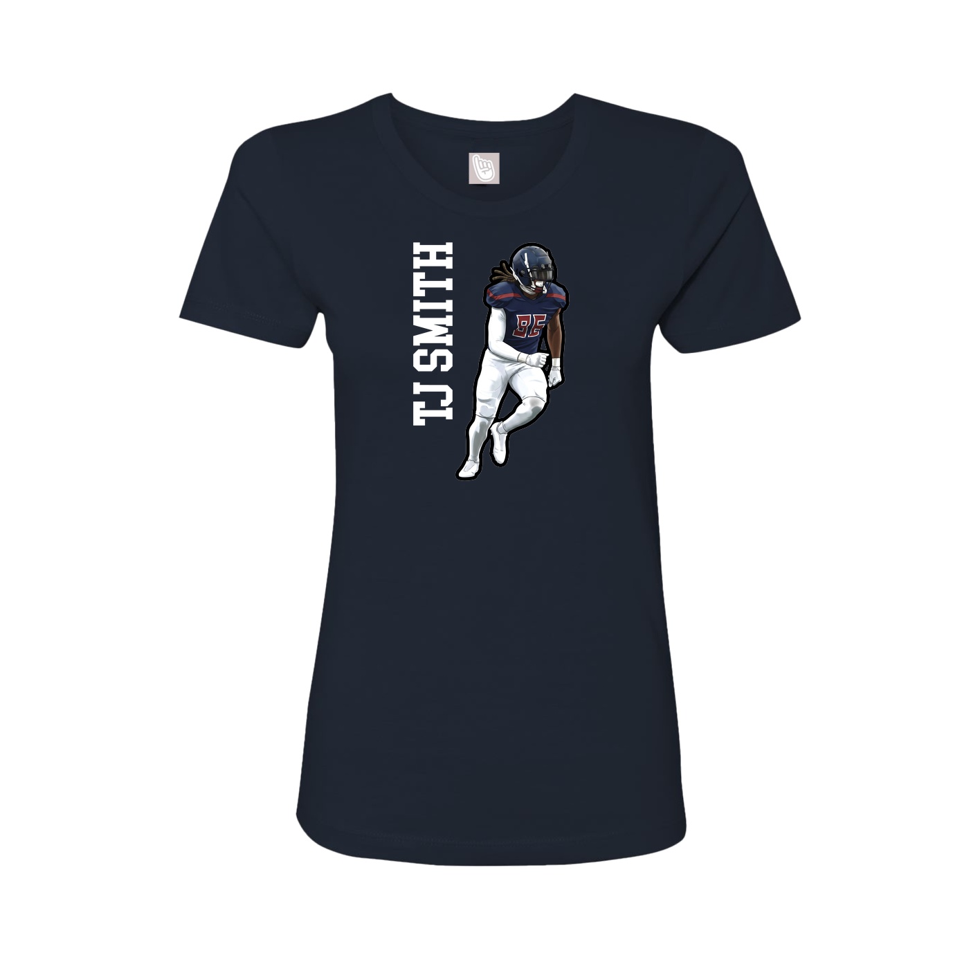 Fitted Women's Tee — Name Vertical in Navy