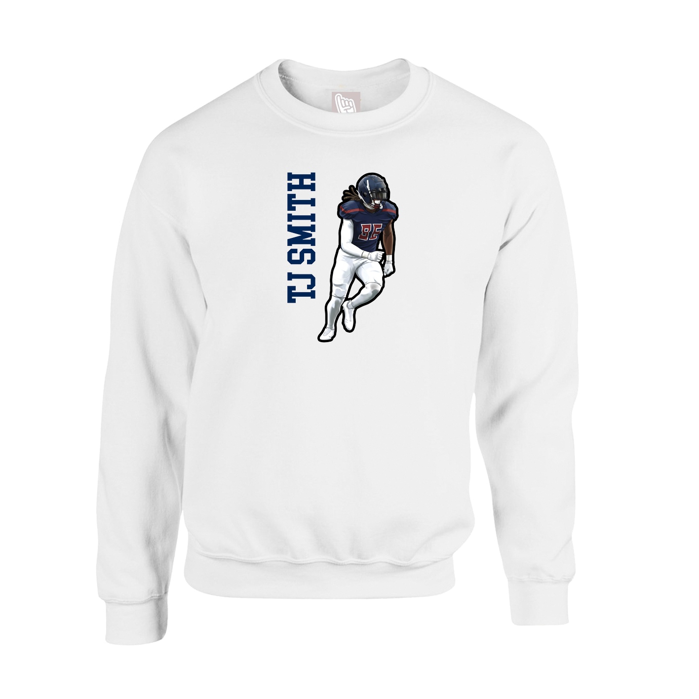 Fleece Crew — Name Vertical in White