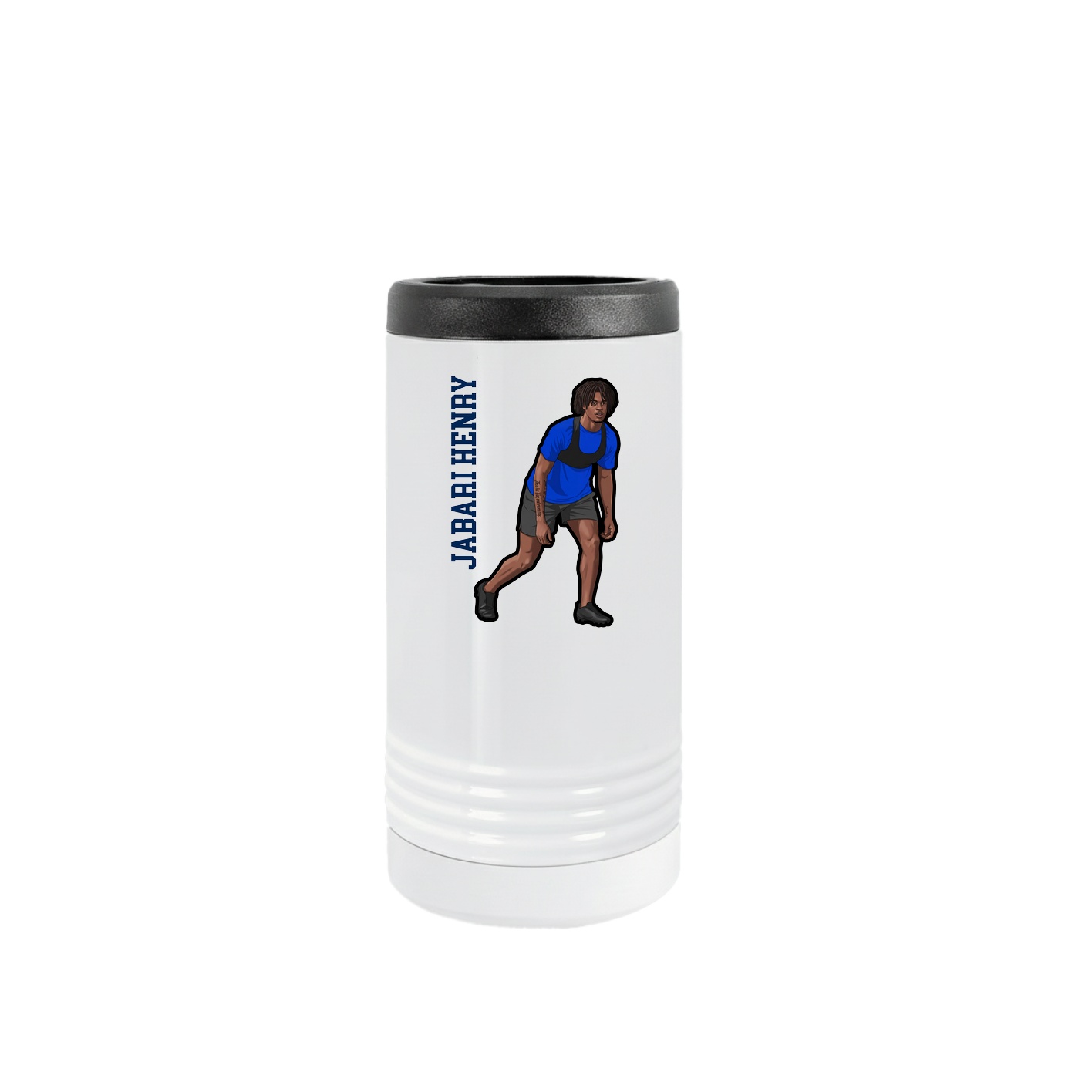 Slim Beverage Holder — Name Vertical in White