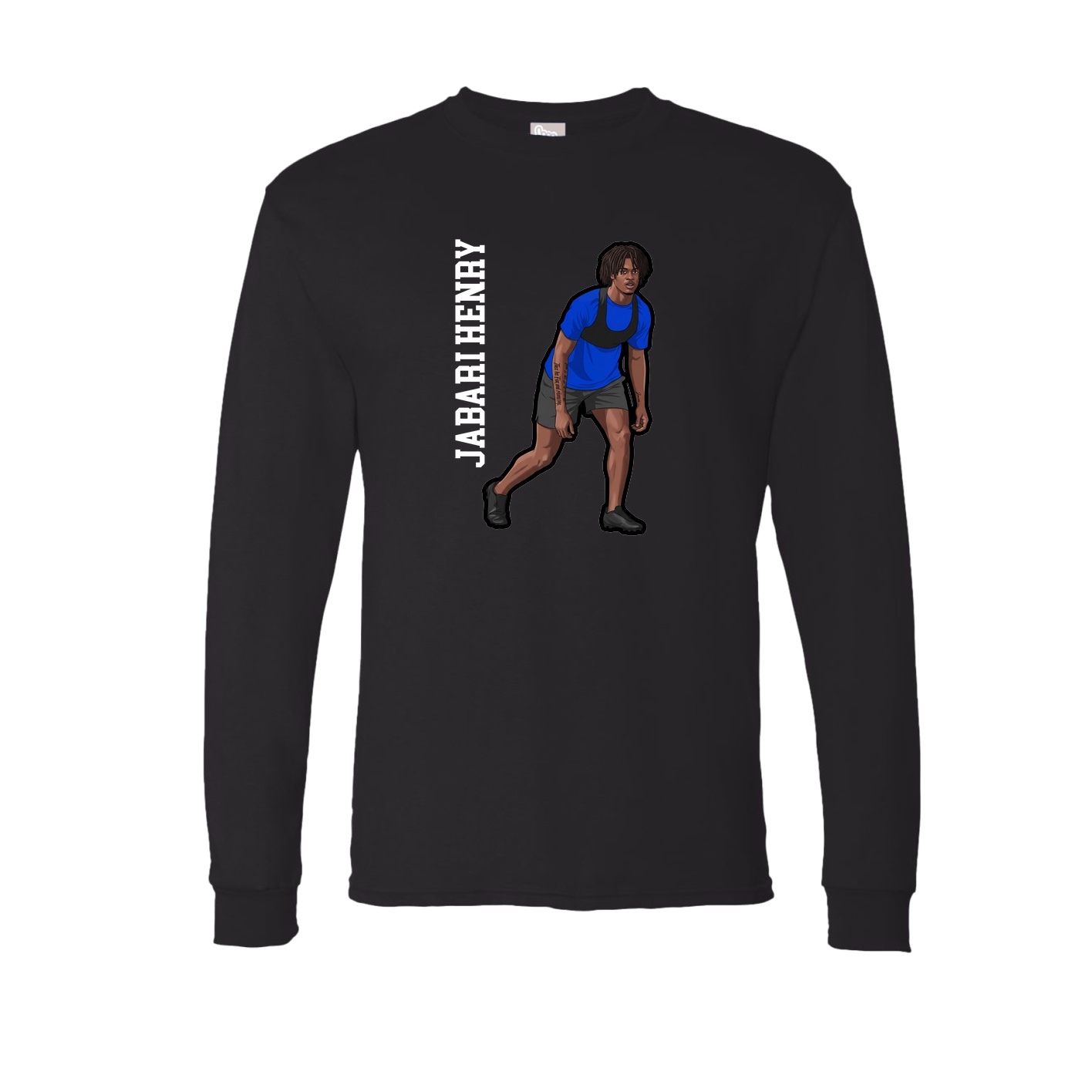 Long Sleeve Tee — Name Vertical in Black