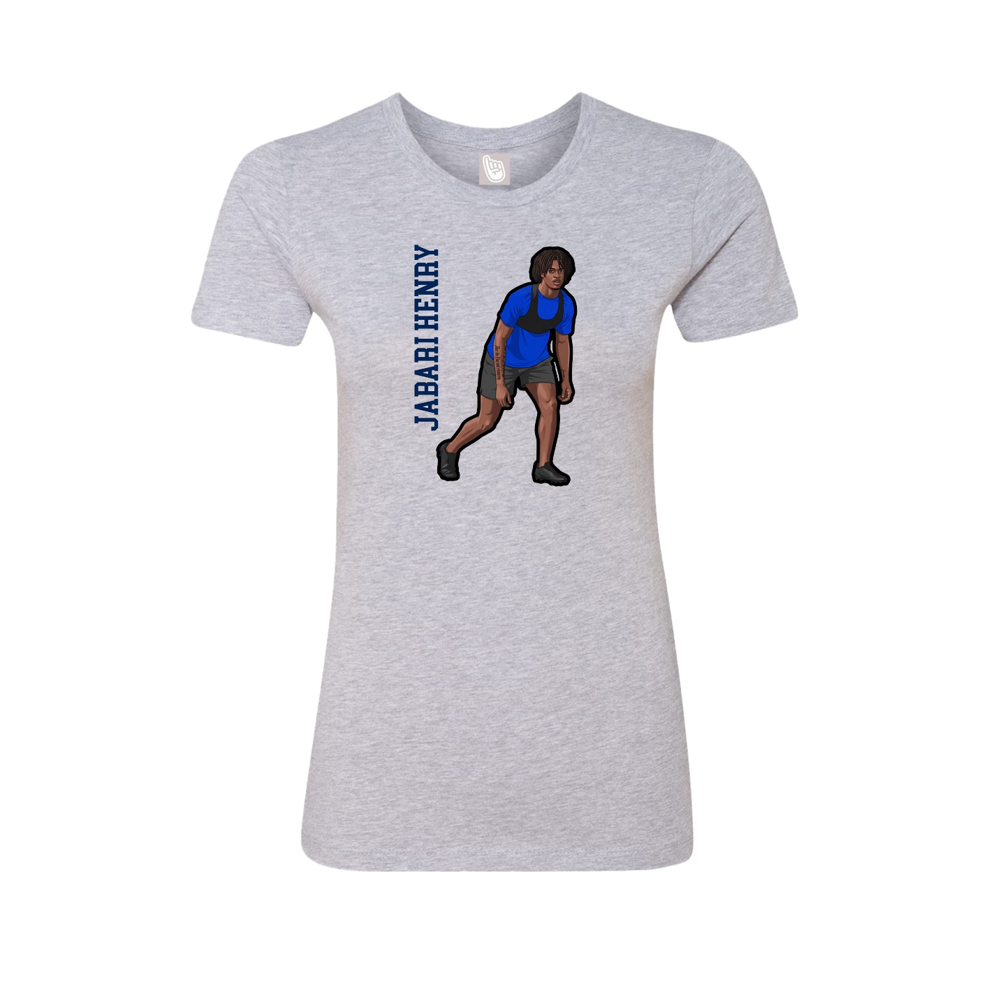 Fitted Women's Tee — Name Vertical in Grey