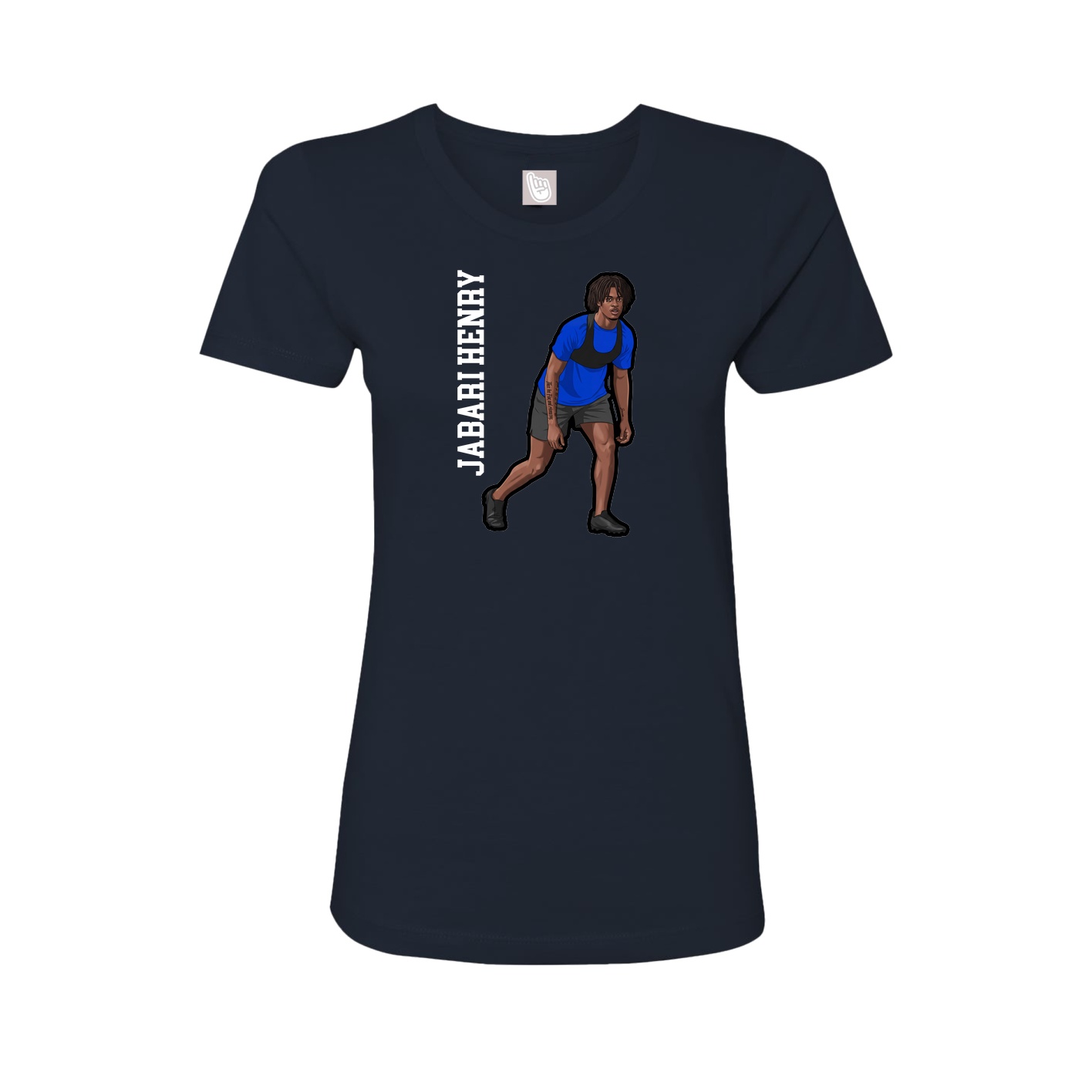 Fitted Women's Tee — Name Vertical in Navy