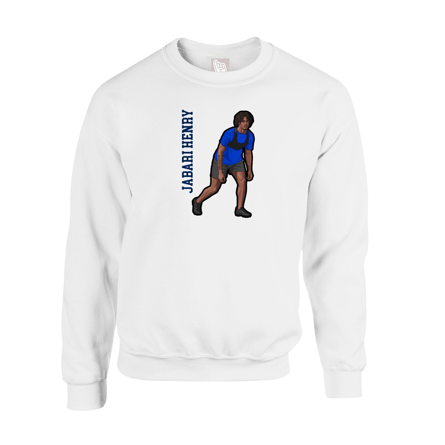 Fleece Crew — Name Vertical in White