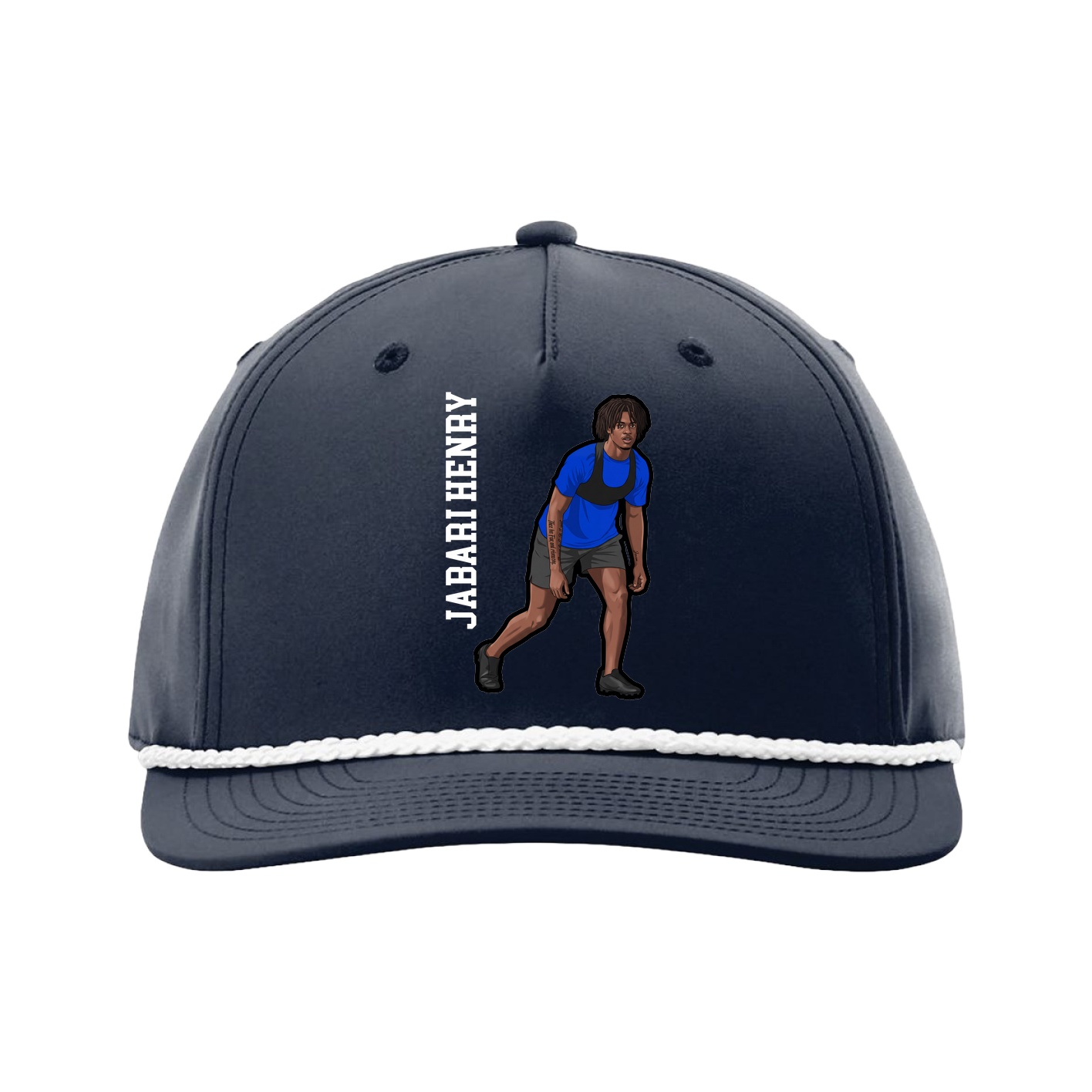 Five-Panel Classic Rope Cap — Name Vertical in Navy