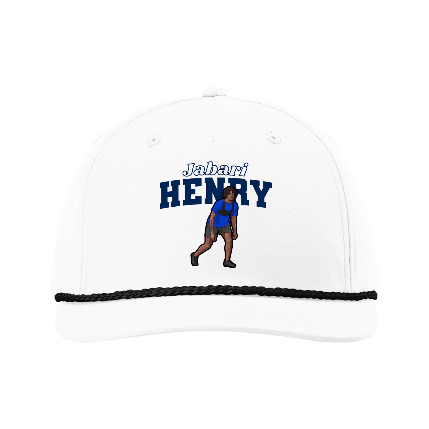 Five-Panel Classic Rope Cap — Name Arch in White