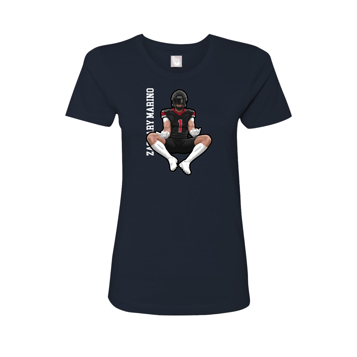 Fitted Women's Tee — Name Vertical in Navy